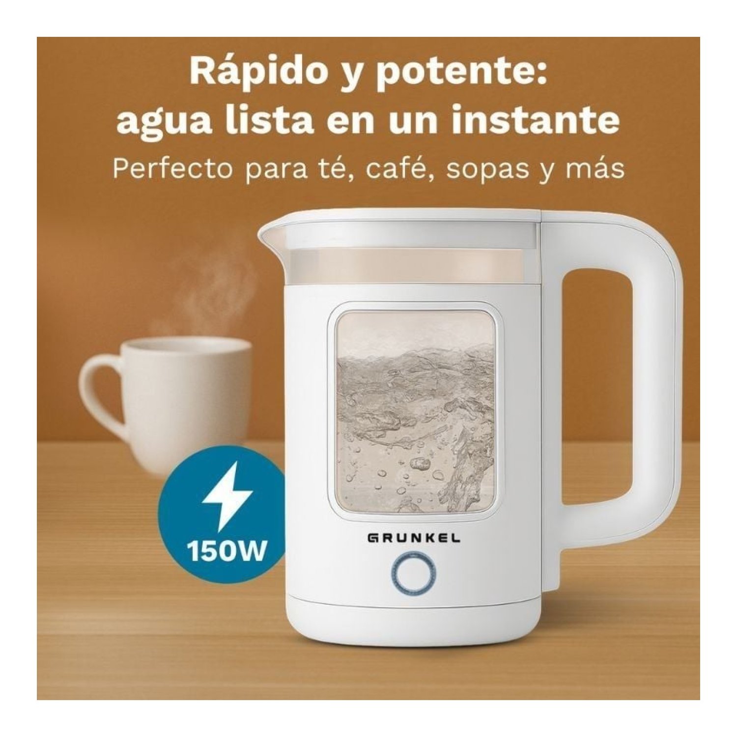 Grunkel Hervidor de Agua · 1.8L · 1500W · Base Inalámbrica