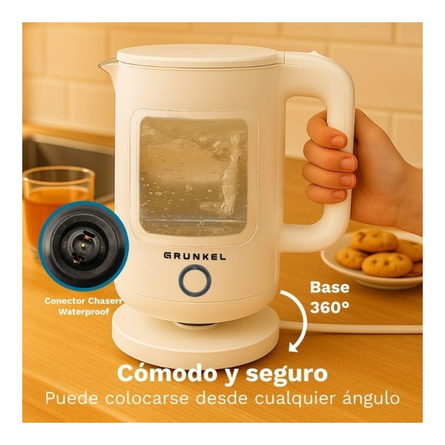 Grunkel Hervidor de Agua · 1.8L · 1500W · Base Inalámbrica
