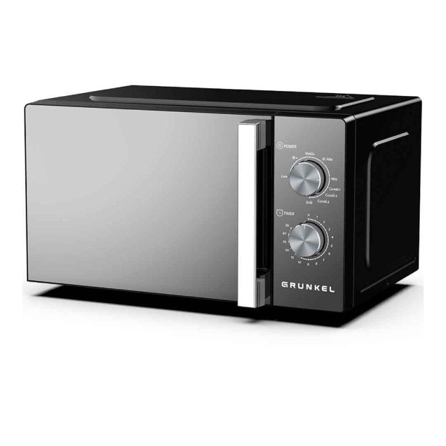 Grunkel MWG-20 · Microondas con Grill · 800W · 20L · Negro Espejo
