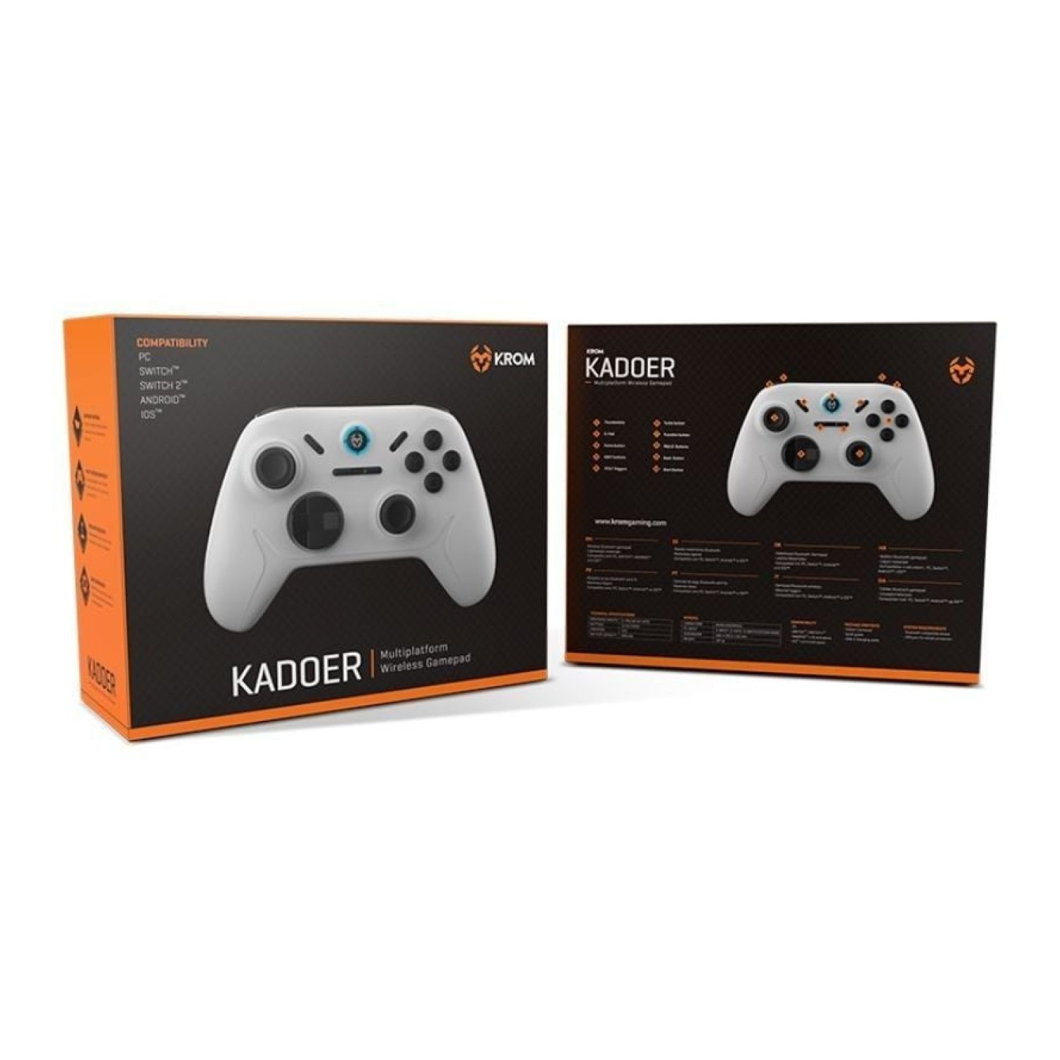 Krom Kadoer · Gamepad Inalámbrico · Blanco