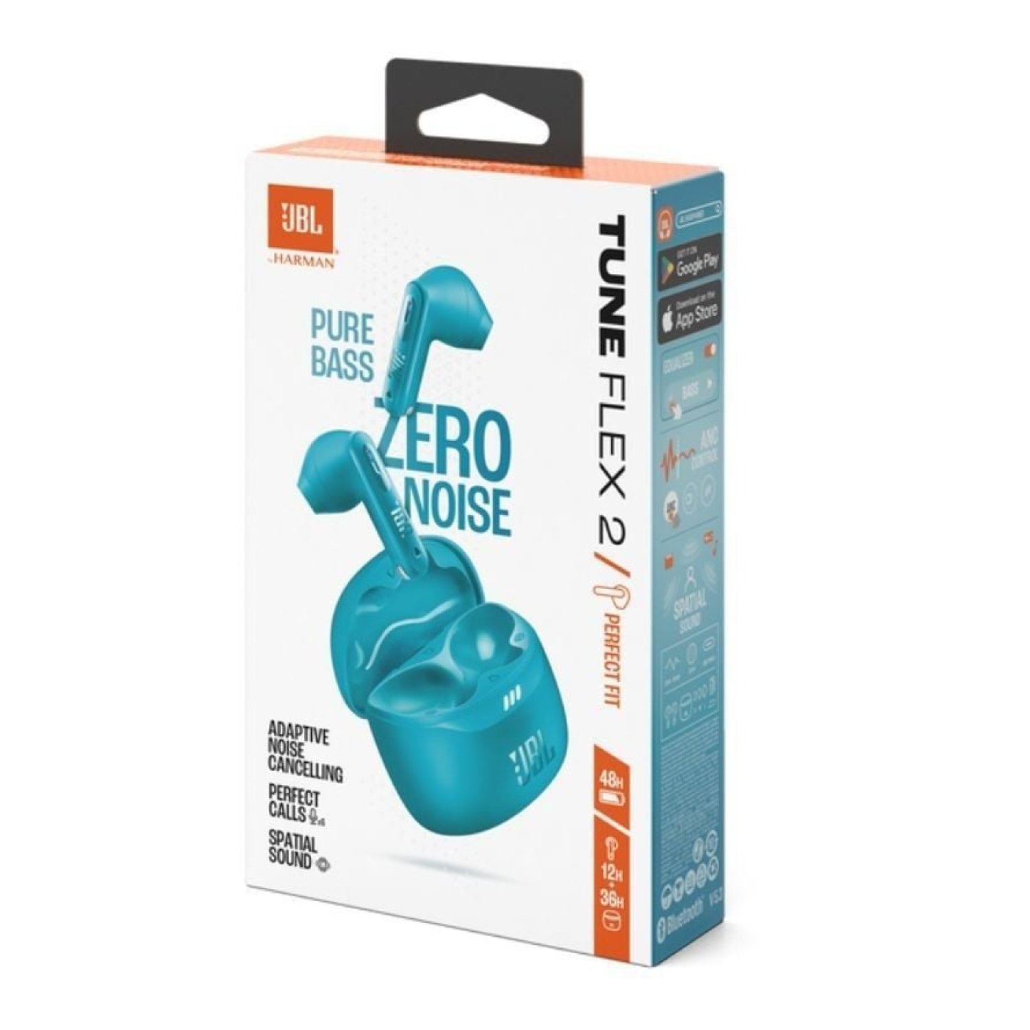 JBL Tune Flex 2 · Auriculares Bluetooth · Autonomía 12h · Azul Turquesa · Estuche de carga