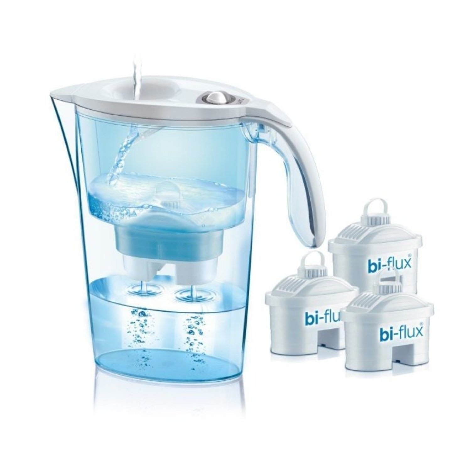 Laica Stream Line · Jarra Filtrante 2,3L · Blanca · Pack 3 Filtros BI-FLUX