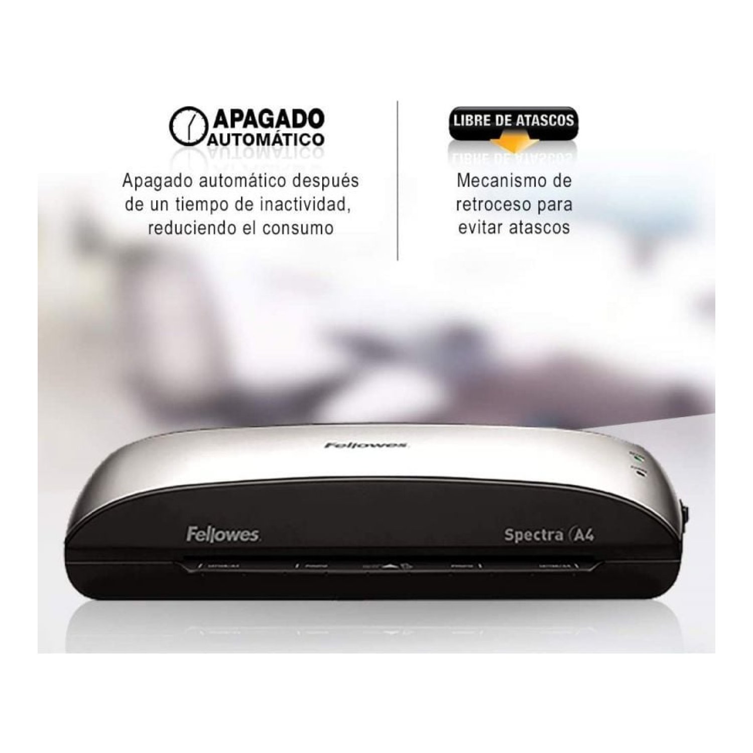 Fellowes Spectra · Plastificadora A4 · 125 micras · Negra y Gris