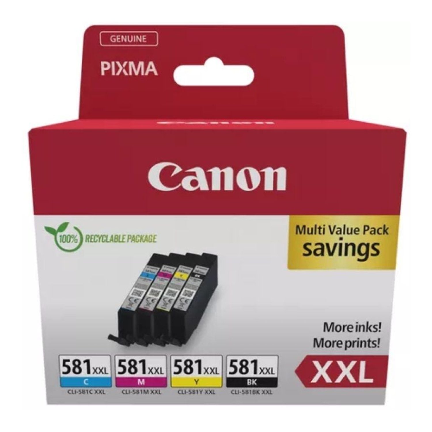 Cartucho de Tinta Original Canon CLI-581XXL Multipack Alta Capacidad/ Cian/ Magenta/ Amarillo/ Negro