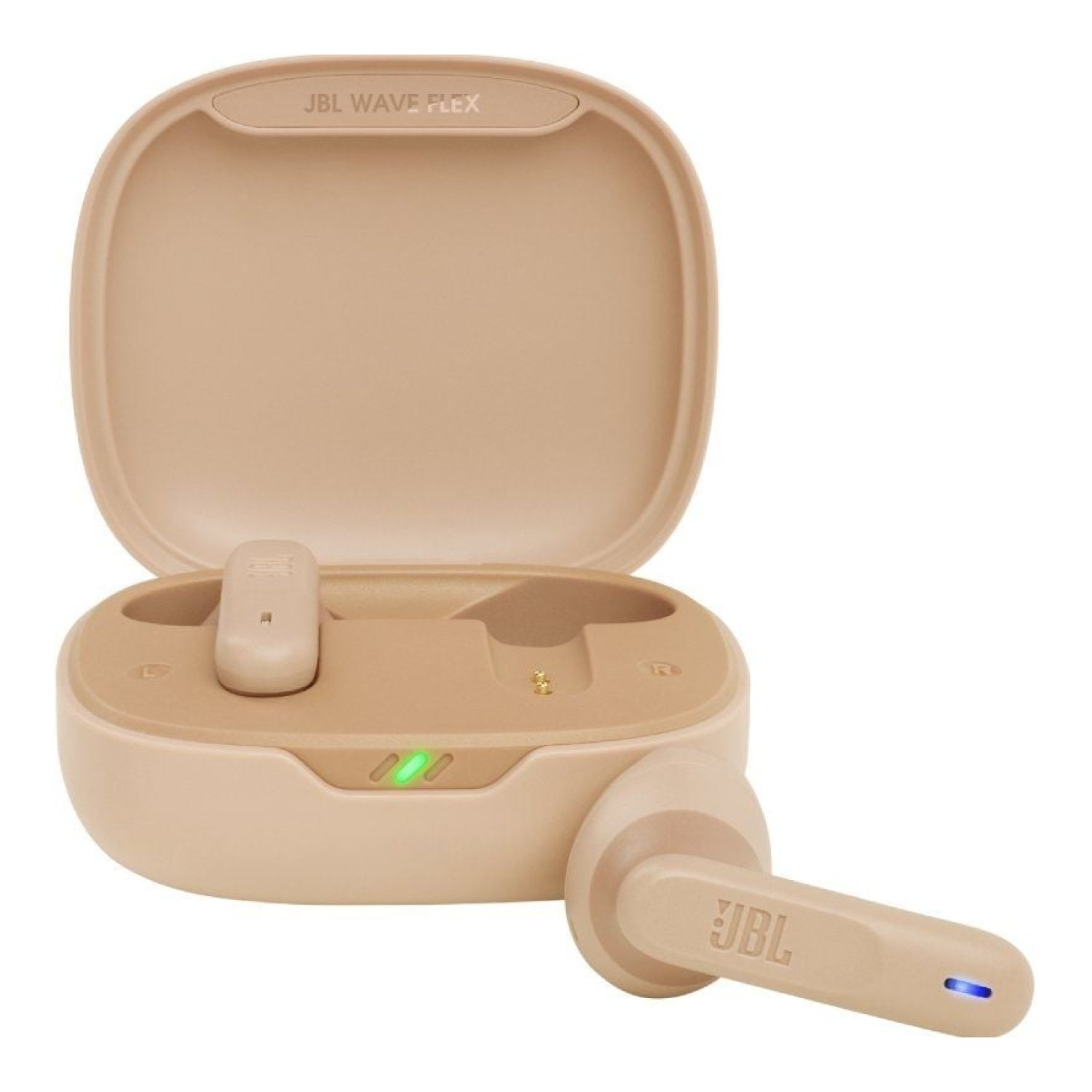 JBL Wave Flex · Auriculares Bluetooth · Autonomía 8h · Estuche de carga · Beige