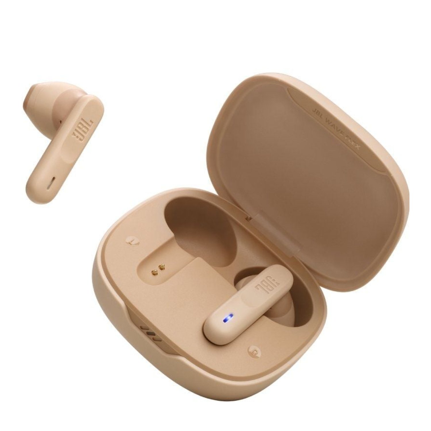 JBL Wave Flex · Auriculares Bluetooth · Autonomía 8h · Estuche de carga · Beige