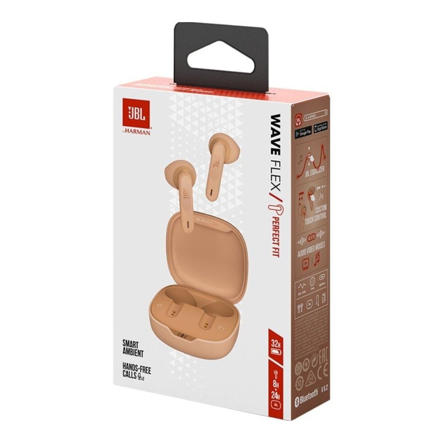 JBL Wave Flex · Auriculares Bluetooth · Autonomía 8h · Estuche de carga · Beige