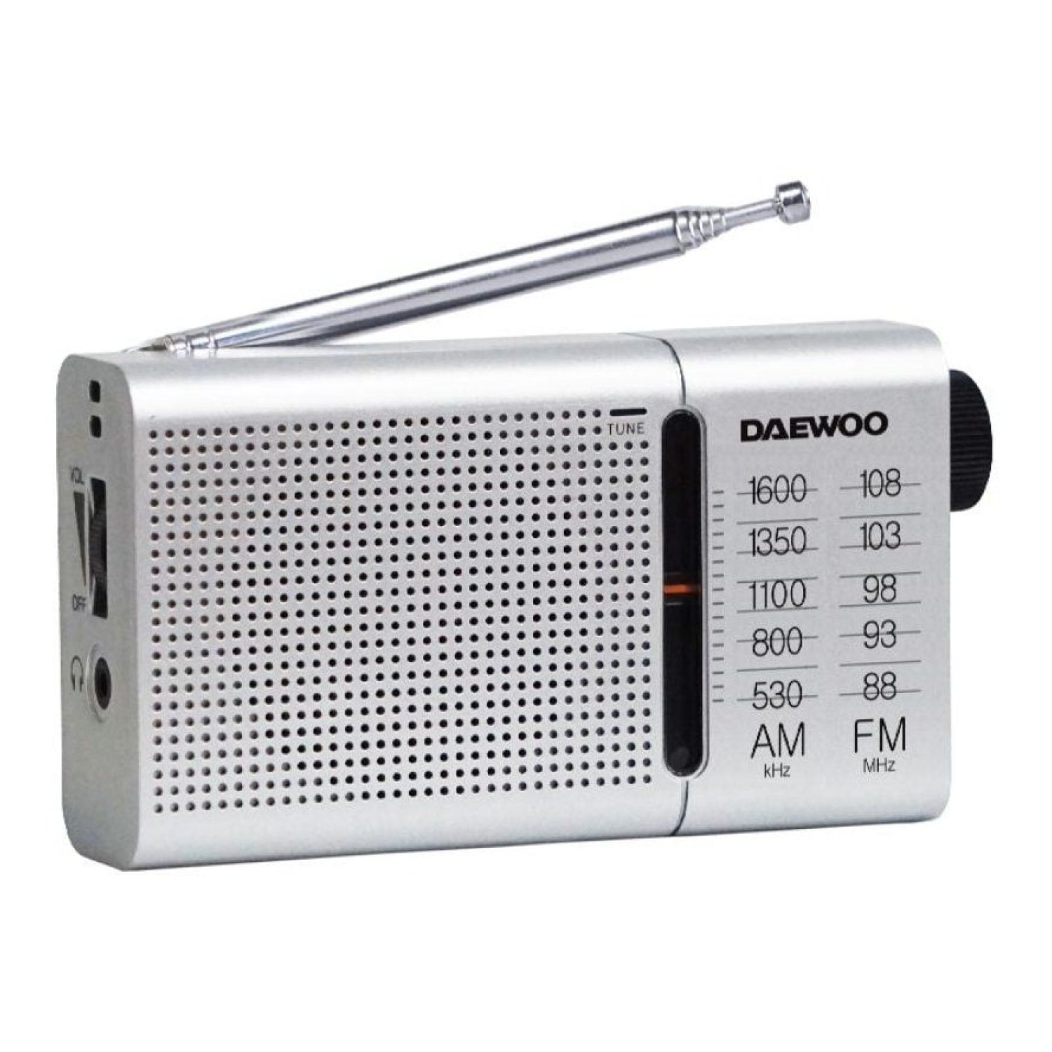 Daewoo DW1037 · Radio Portátil a Pilas · Plateada