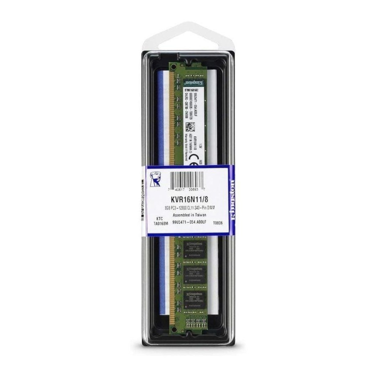 Kingston ValueRAM · 8GB · DDR3 · 1600MHz · CL11 · 1.5V