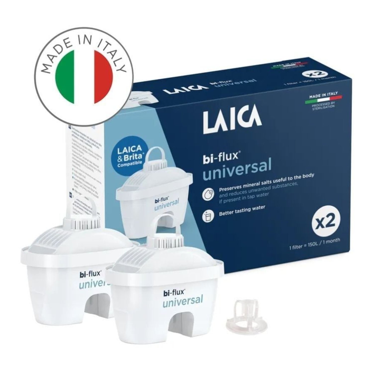 Laica Slim · Filtros de Agua Bi-Flux · Paquete de 2 Unidades · Universal
