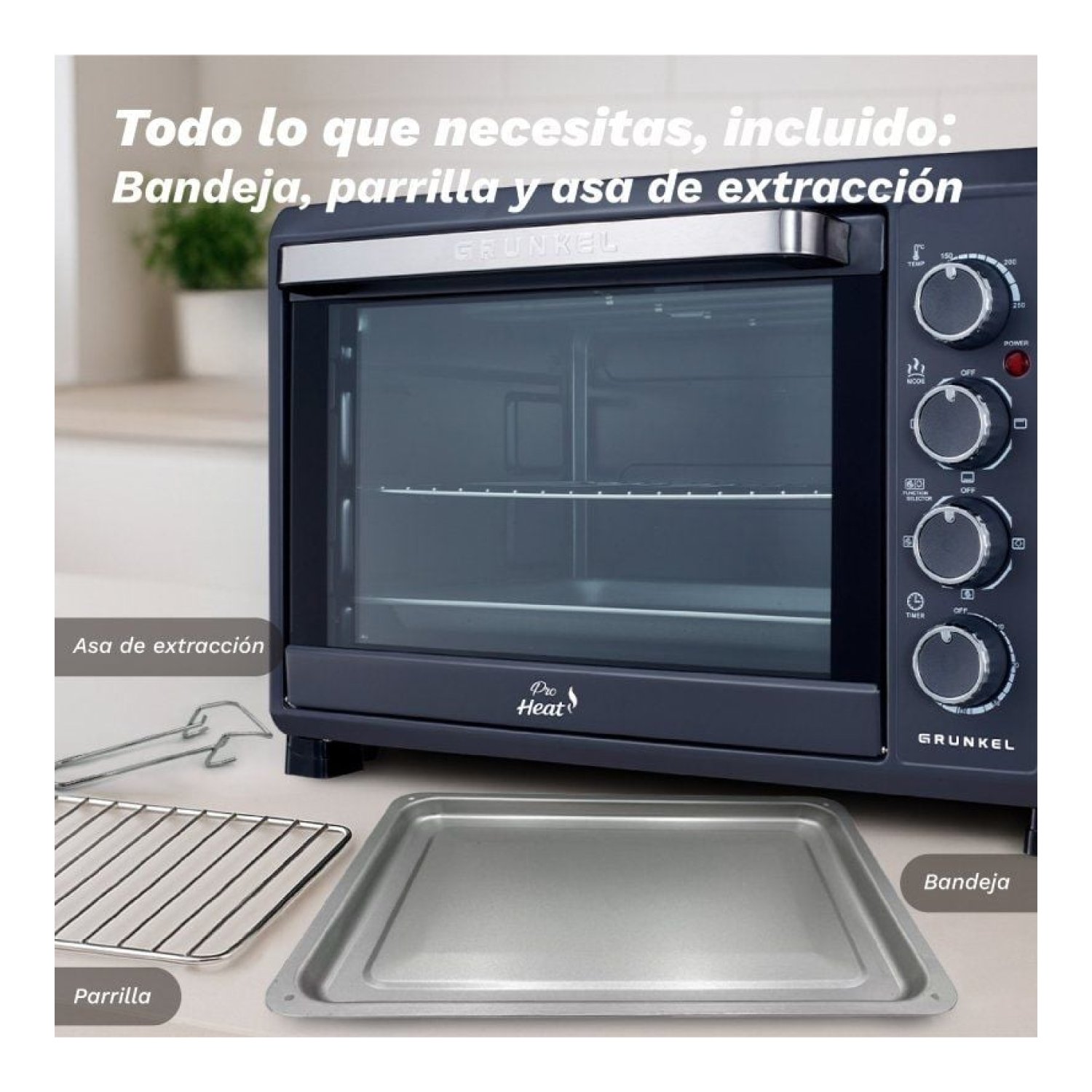 Grunkel HR-38PRO · Horno Sobremesa · 38L · 2000W · Negro