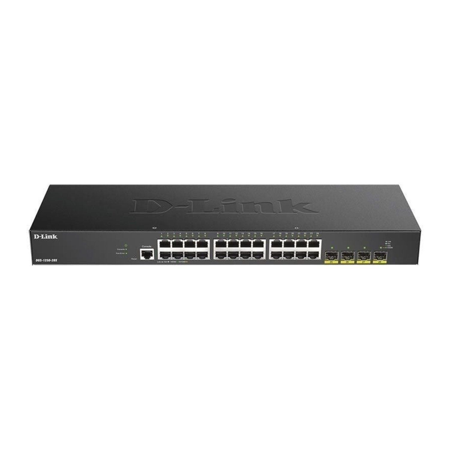 D-Link DGS-1250-28X · 28 Puertos Gigabit · 10/100/1000 RJ-45 · 4 SFP