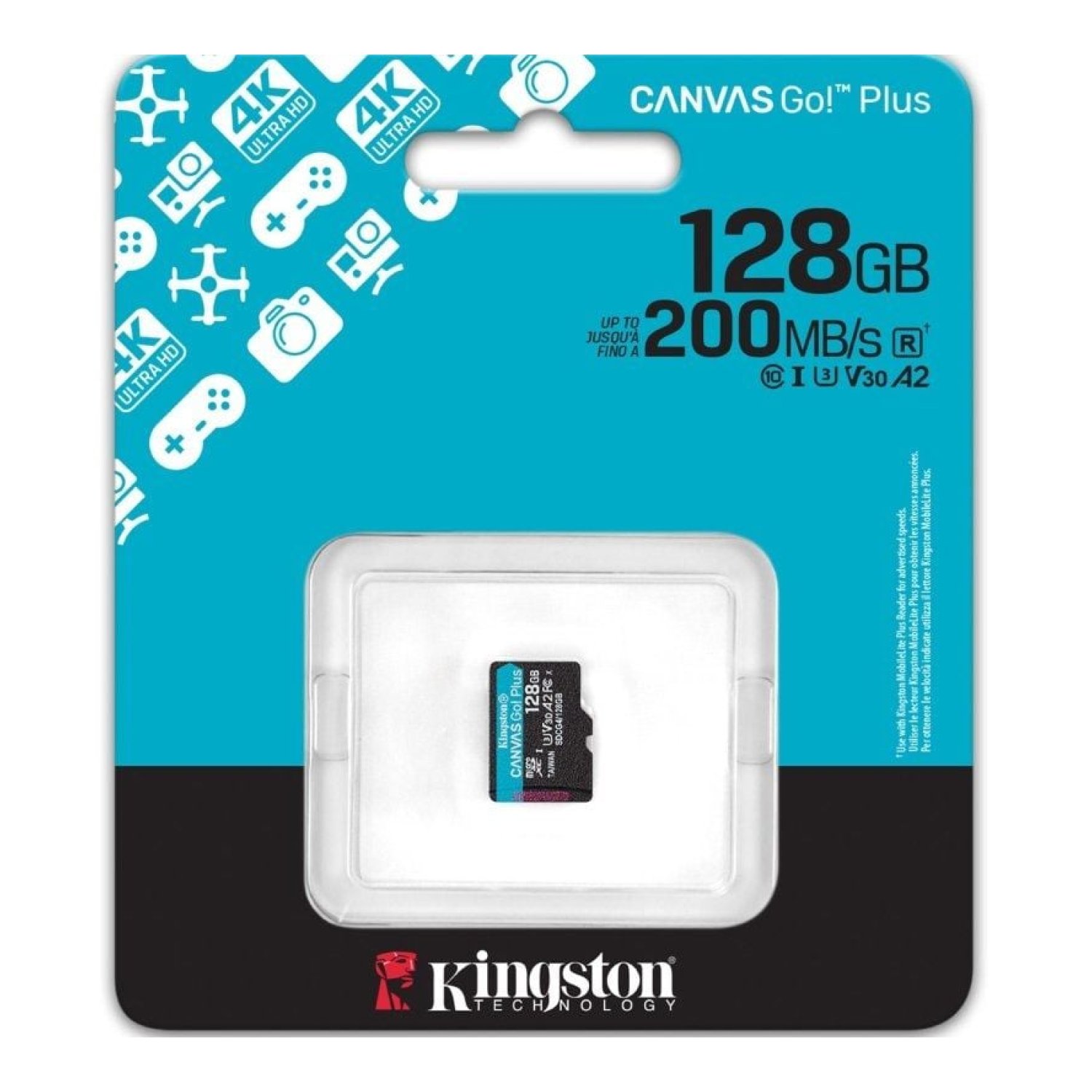 Kingston Canvas Select Plus · 128GB microSD XC · Clase 10 · 200MB/s