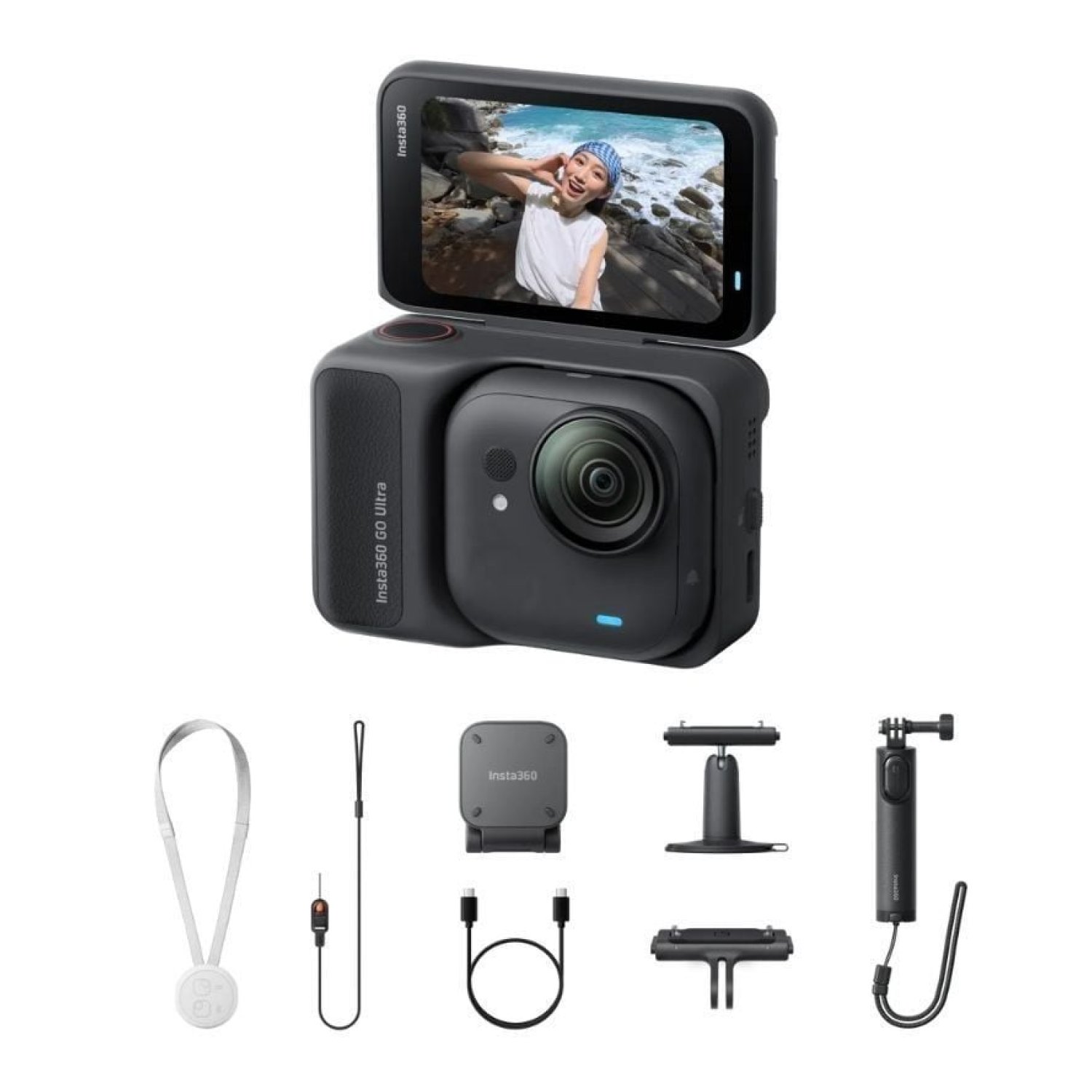 Insta360 GO Ultra · Cámara 4K 360° · Pack Creador · Negra