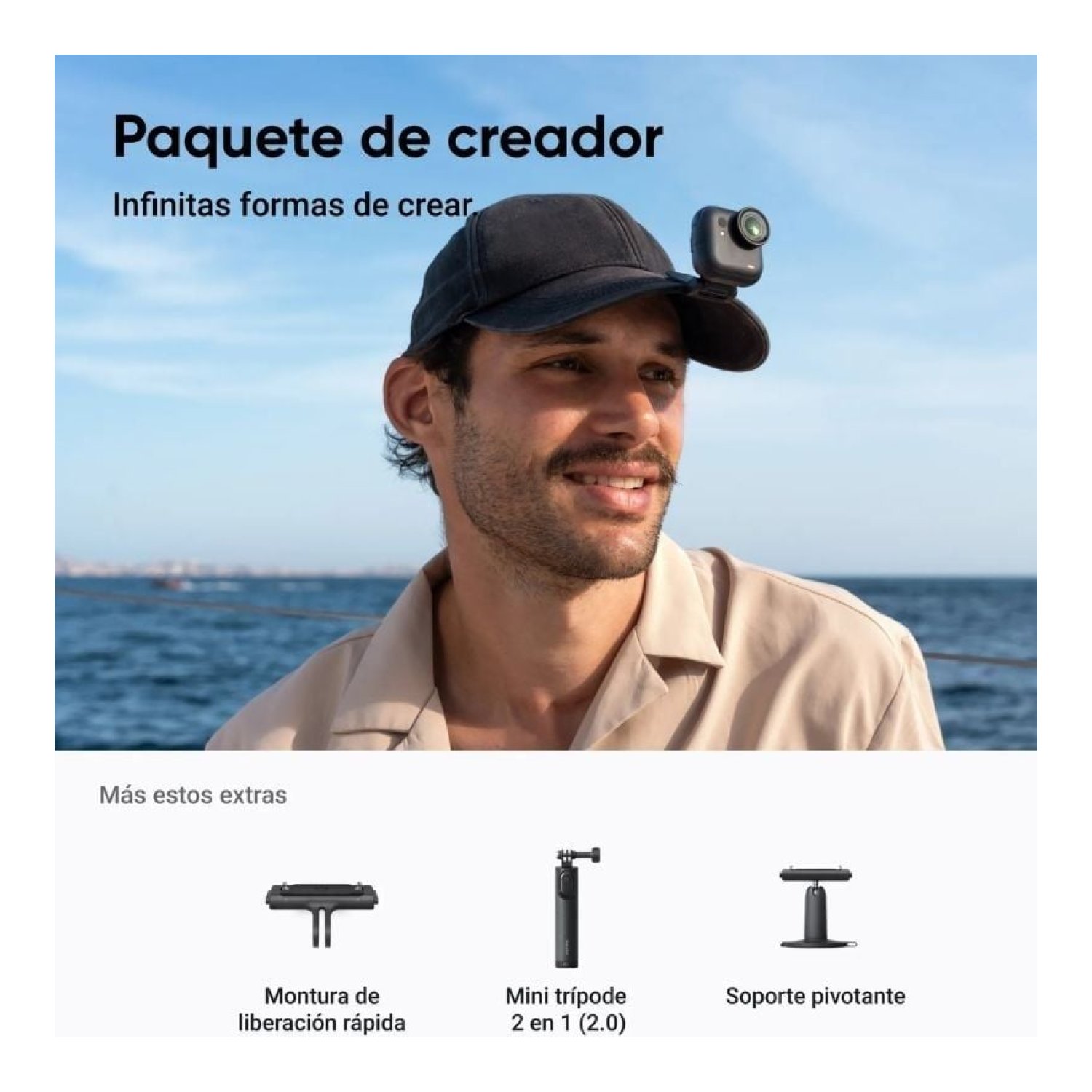 Insta360 GO Ultra · Cámara 4K 360° · Pack Creador · Negra