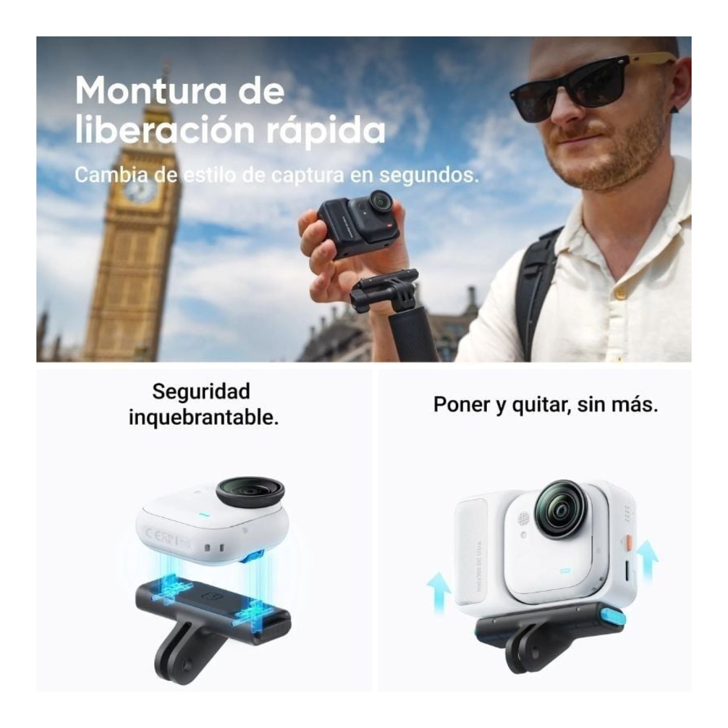 Insta360 GO Ultra · Cámara 4K 360° · Pack Creador · Negra
