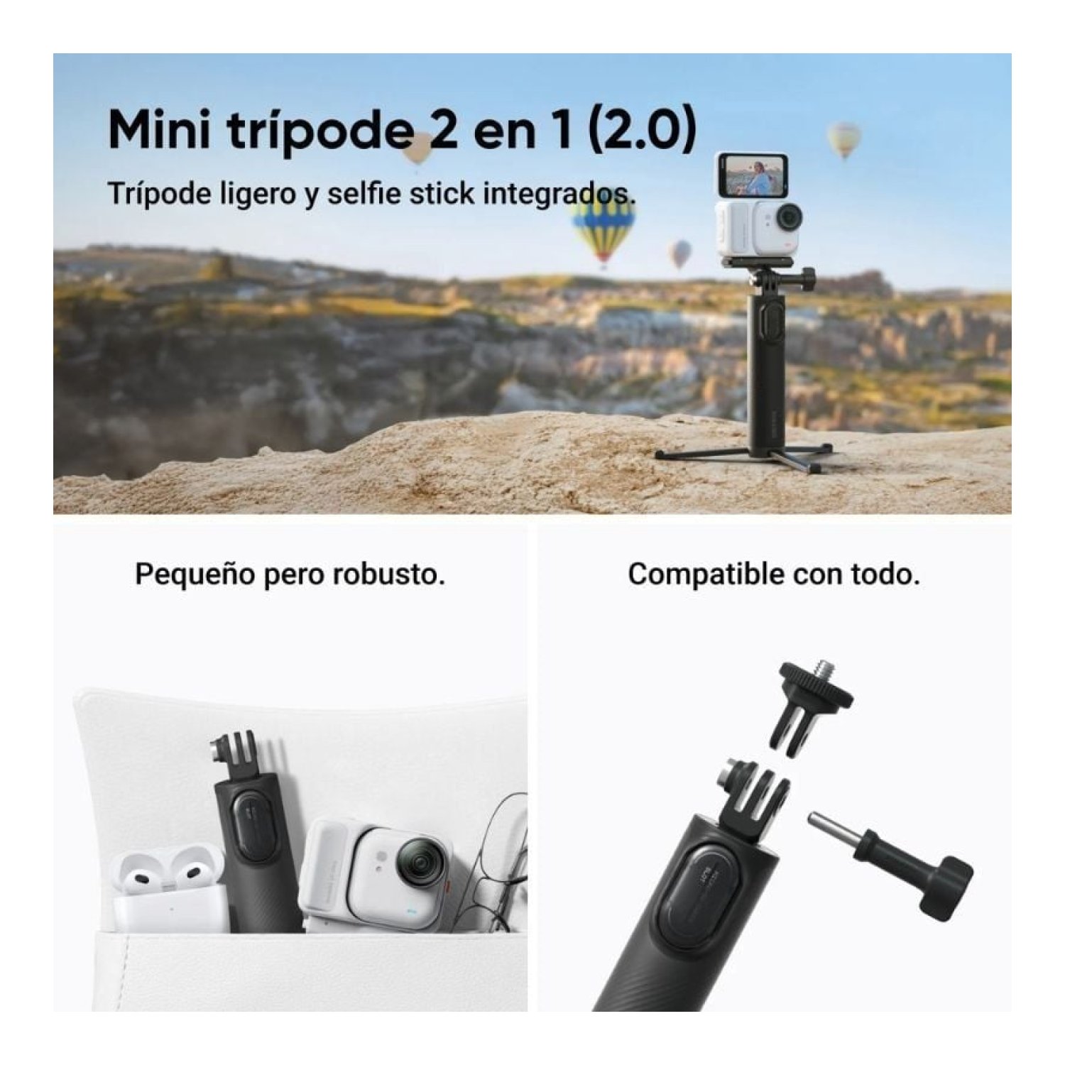 Insta360 GO Ultra · Cámara 4K 360° · Pack Creador · Negra