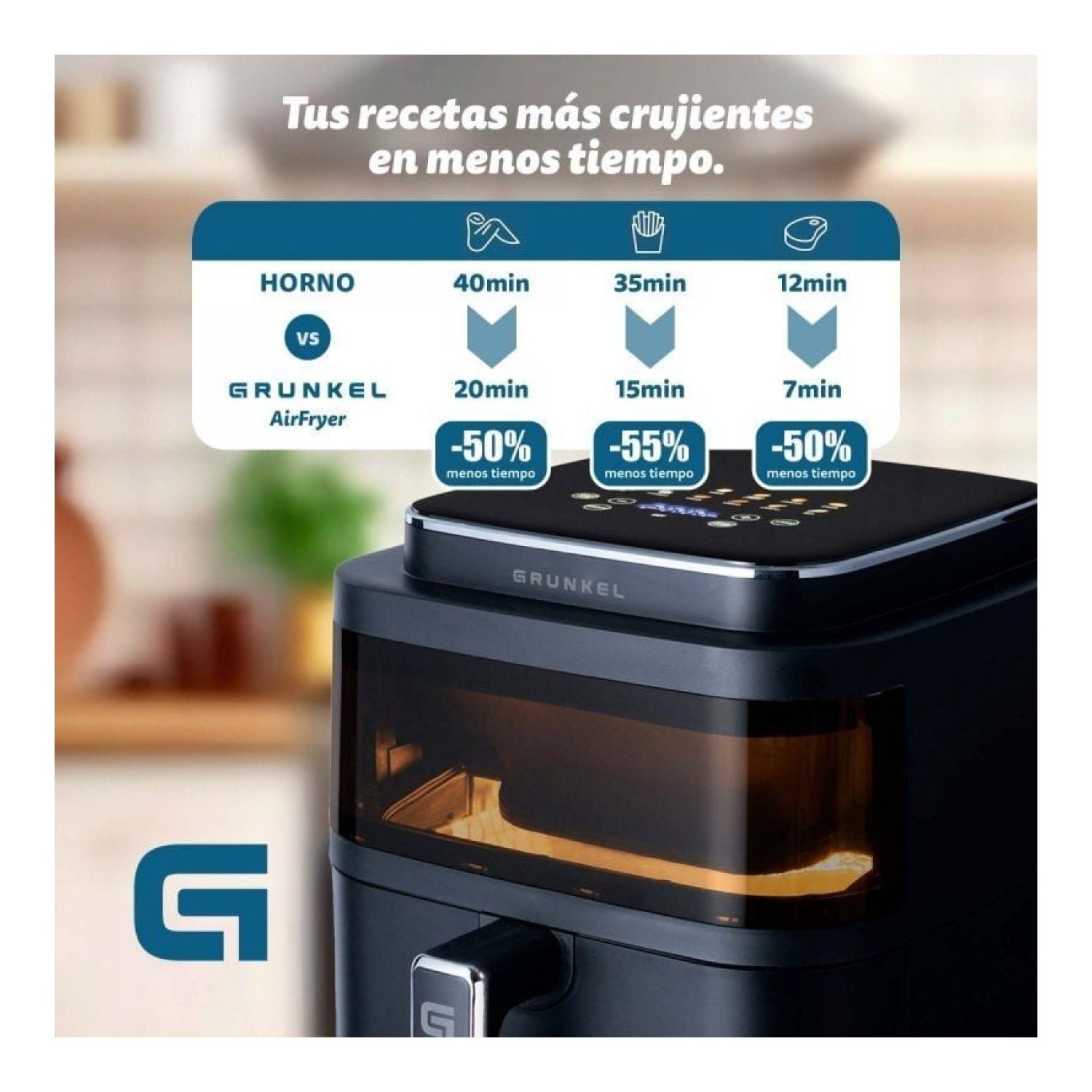 Grunkel Black Light Fryer · Freidora de Aire · 1400W · 6L · Sin Aceite