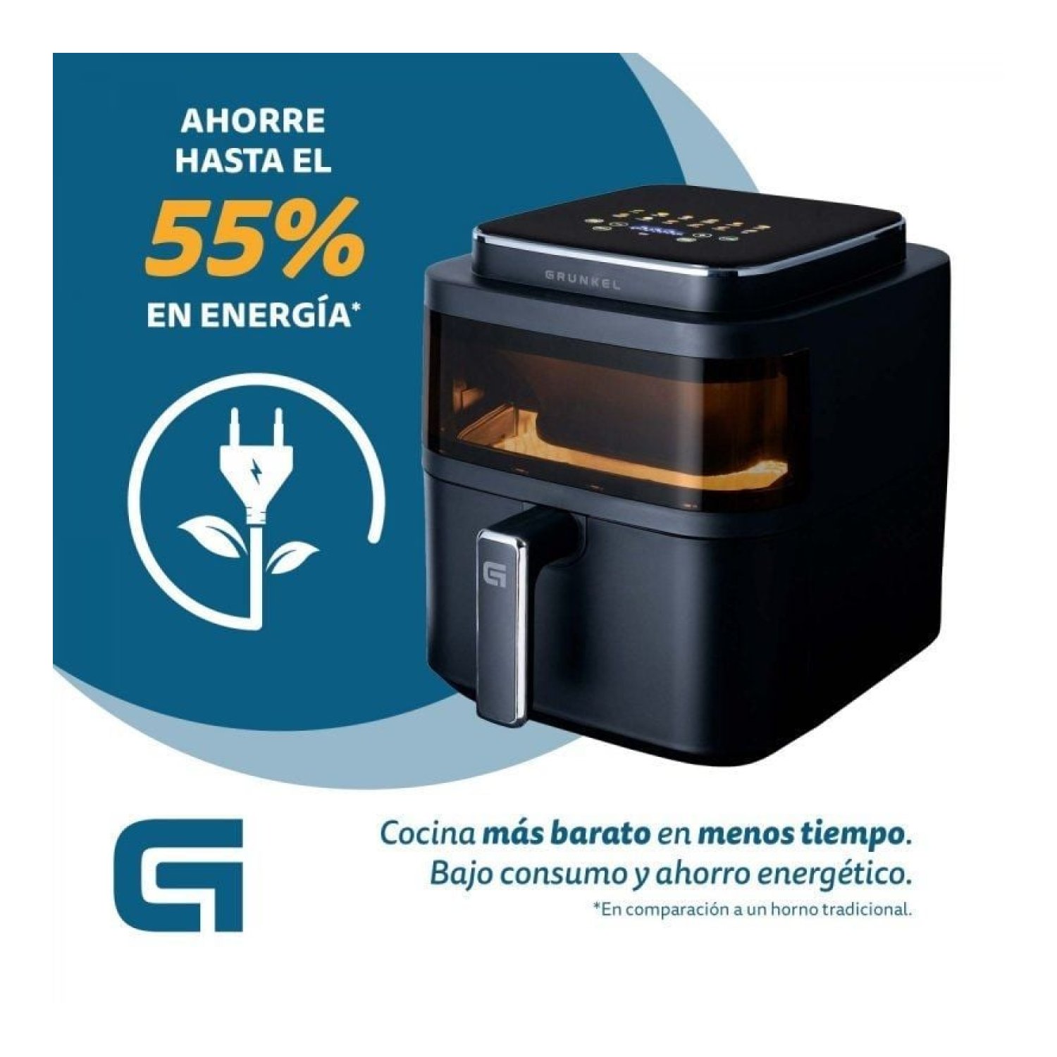 Grunkel Black Light Fryer · Freidora de Aire · 1400W · 6L · Sin Aceite