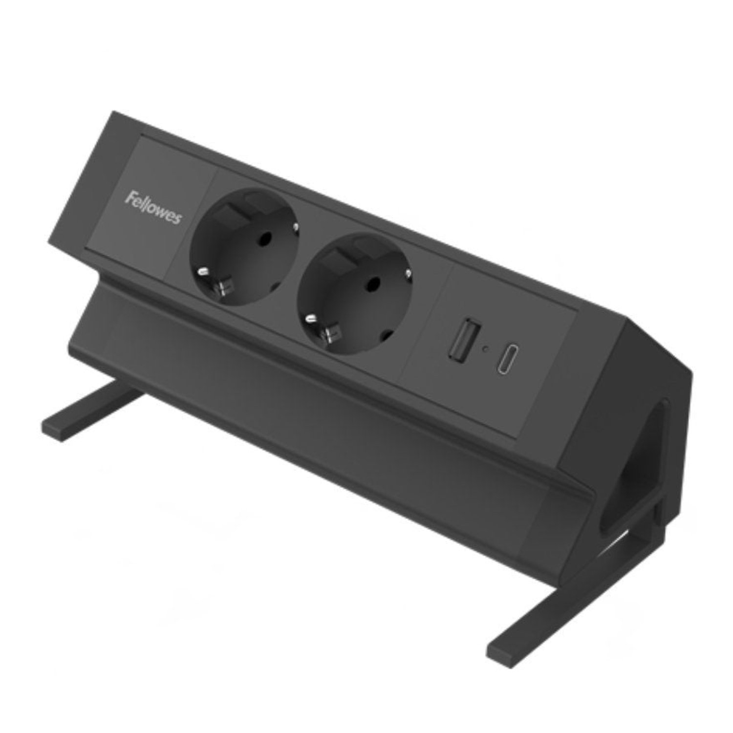 Fellowes · Regleta Sobremesa · 2 Tomas + 1 USB + 1 USB-C · Cable 2m · Negra