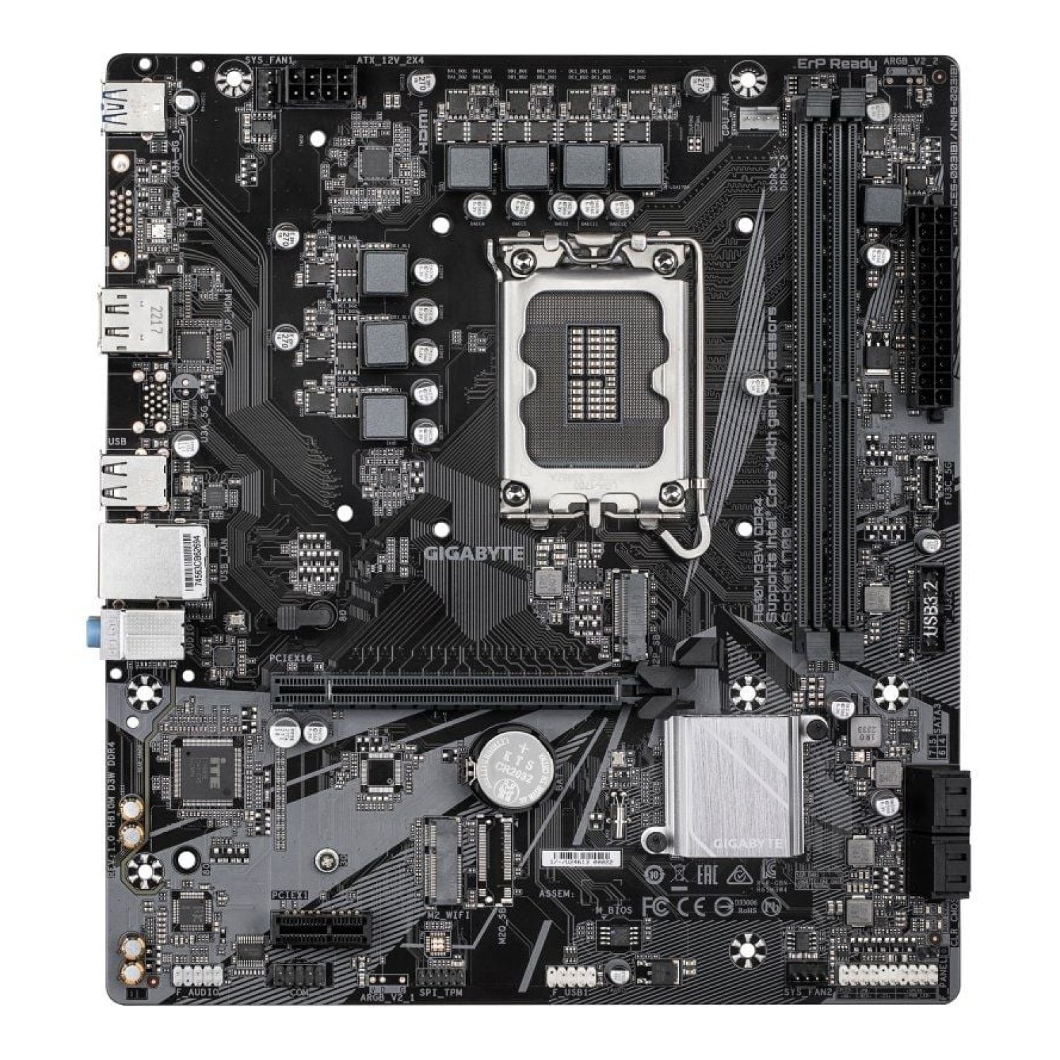 Gigabyte H610M D3W · Socket 1700 · DDR4 · PCIe 4.0 · Micro ATX