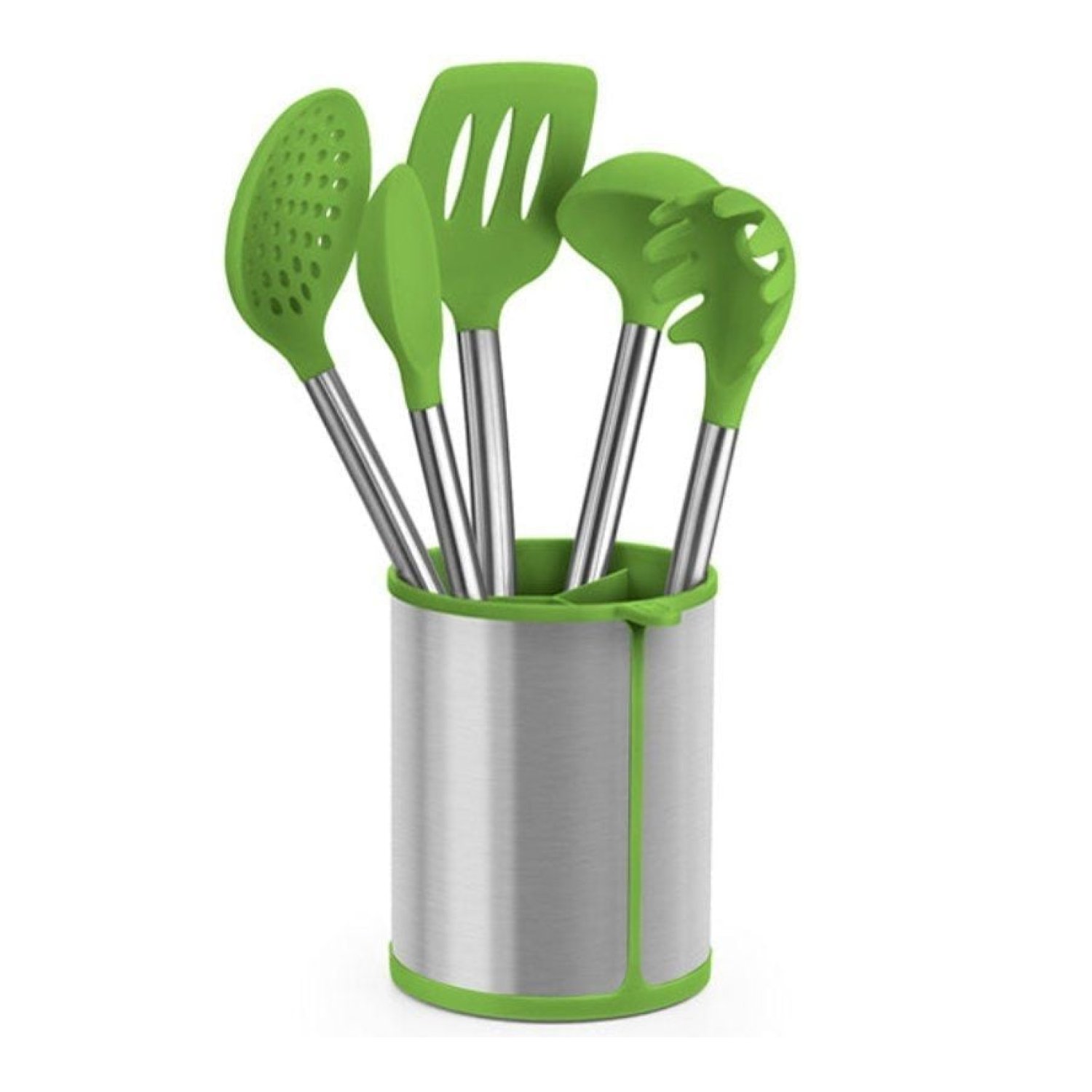 Bra Prior · Set 5 Utensilios de Cocina · Bote Porta Utensilios · Espátula, Cuchara, Cazo y Espumadera