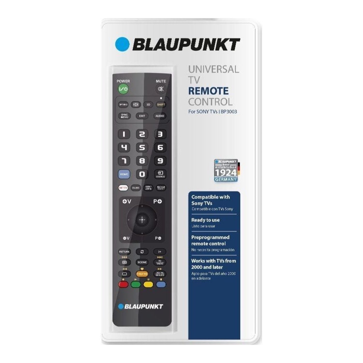 Blaupunkt BP3003 · Mando Universal · Compatible Sony · Control TV