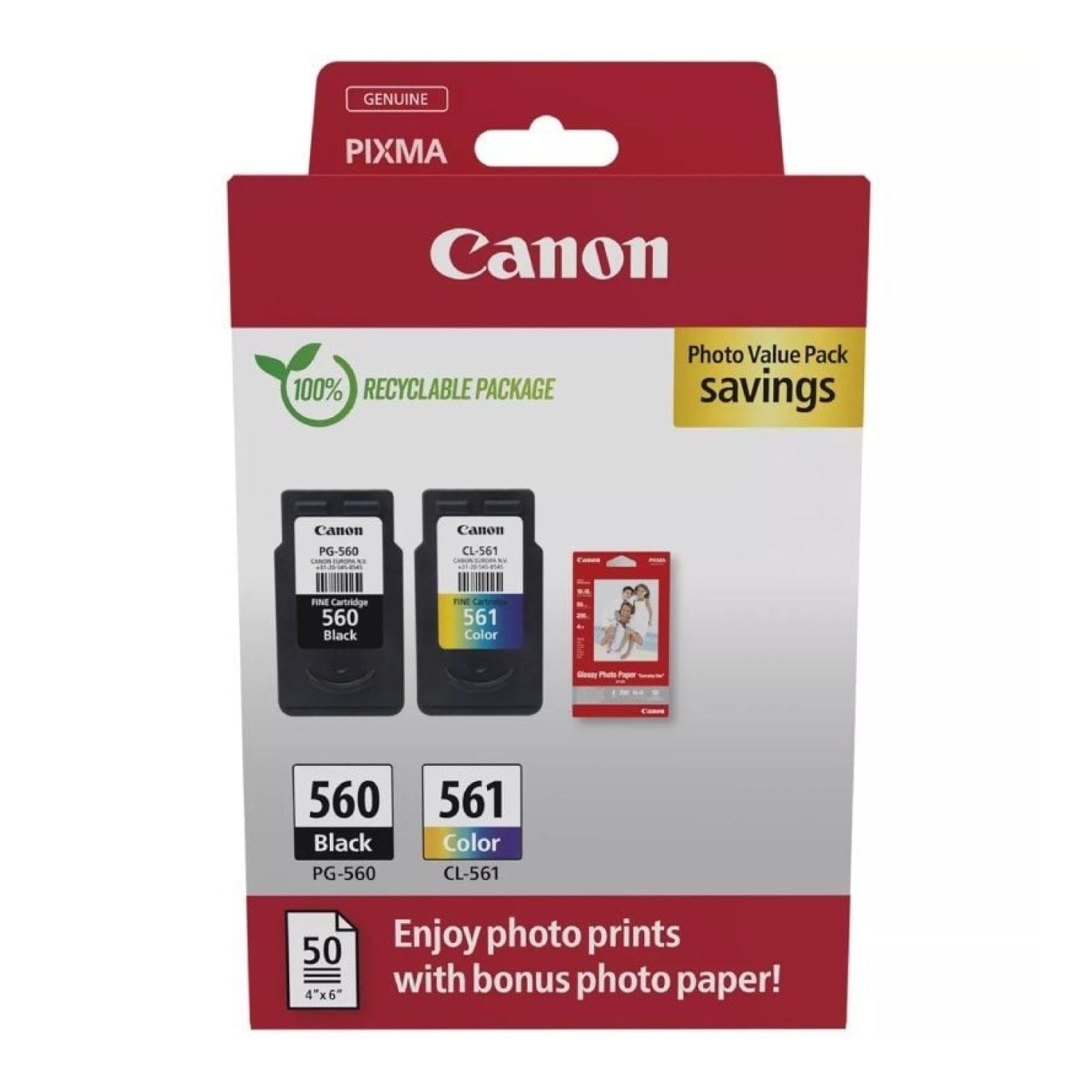 Canon PG-560 + CL-561 · Cartucho de Tinta Original · Negro + Tricolor · Pack Multicolor
