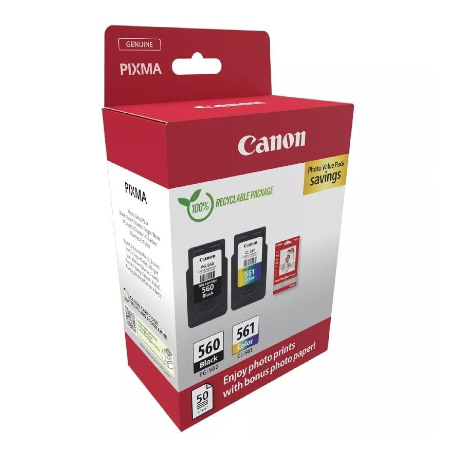 Canon PG-560 + CL-561 · Cartucho de Tinta Original · Negro + Tricolor · Pack Multicolor