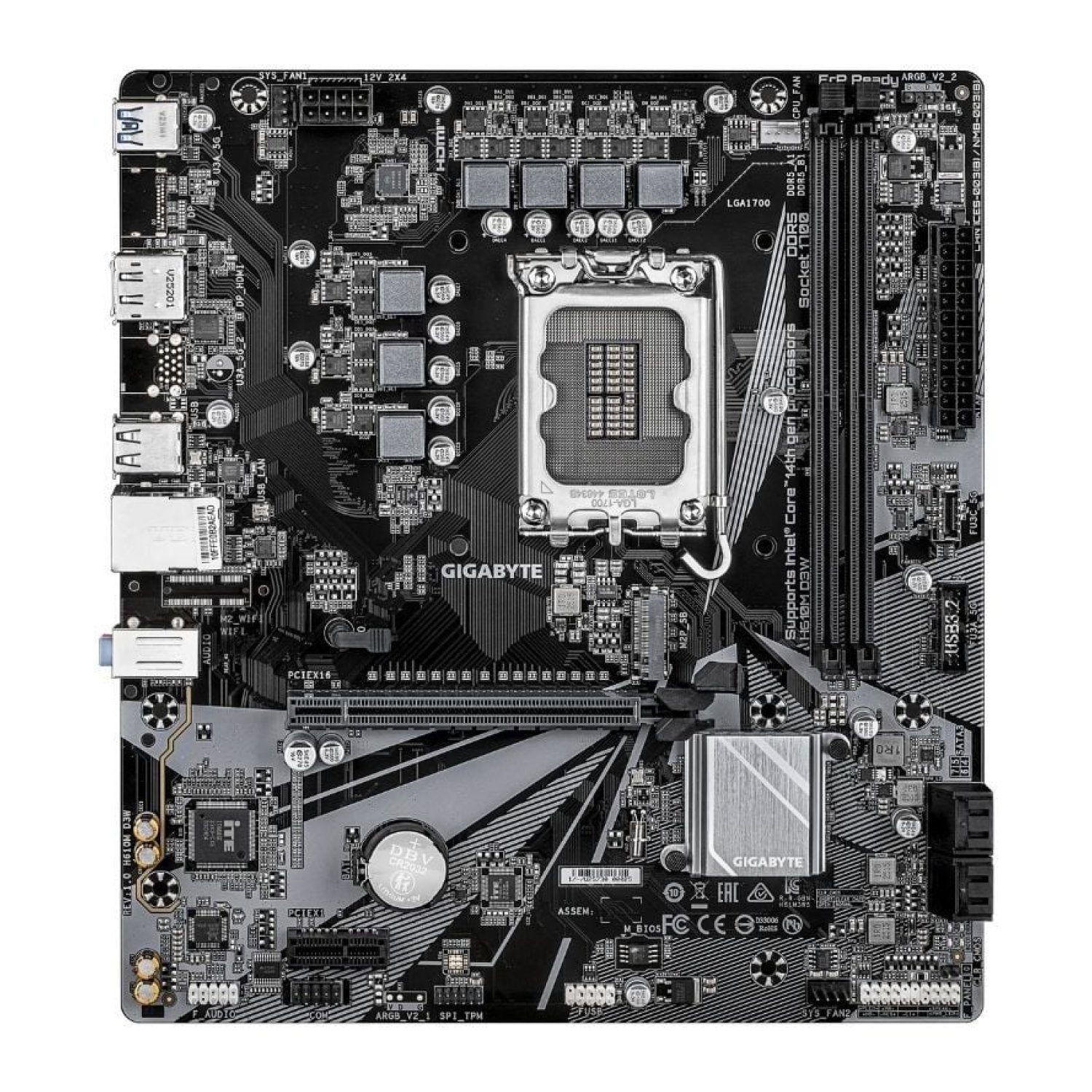 Gigabyte H610M D3W · Socket 1700 · DDR5 · PCIe 4.0 · Micro ATX