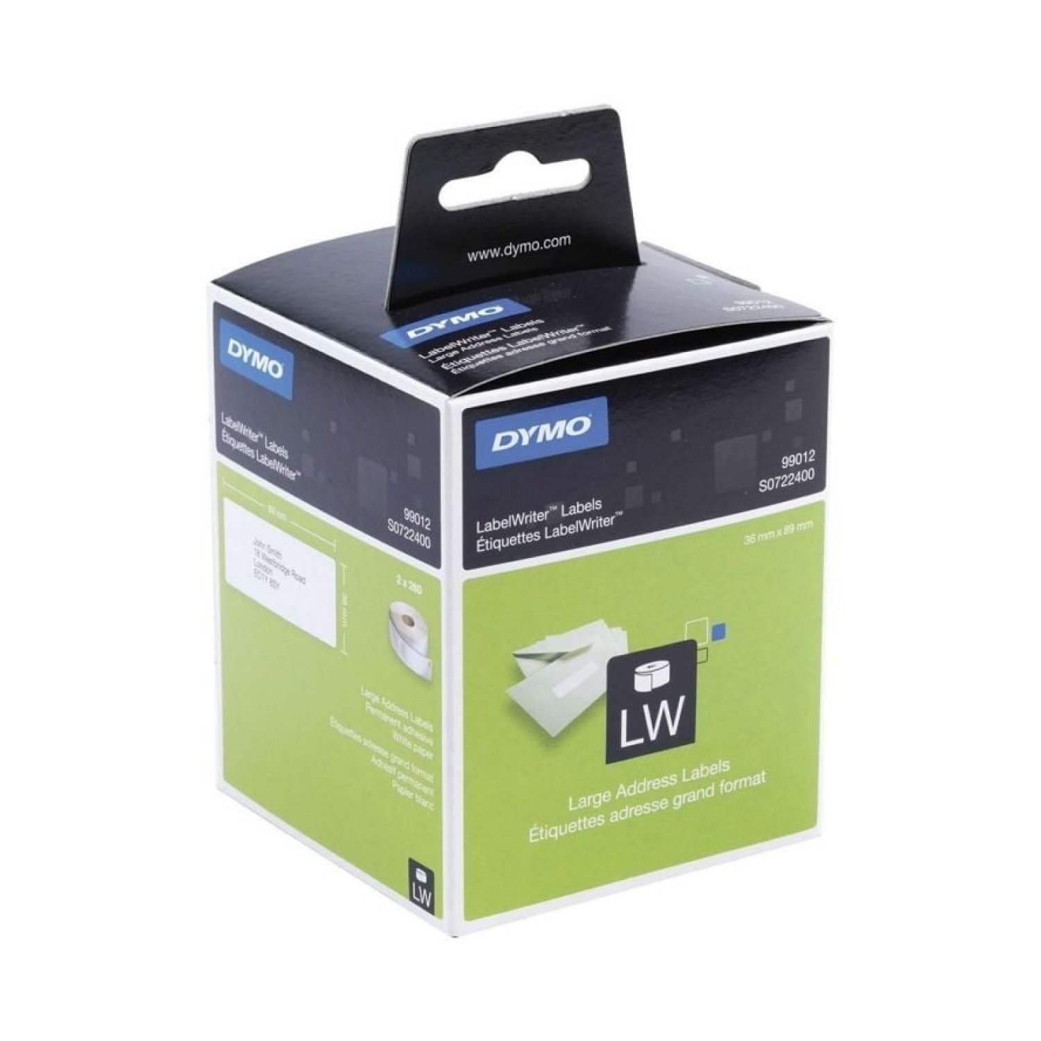 Dymo · Etiquetas Adhesivas · 89x36mm · 260 unidades x 2 rollos