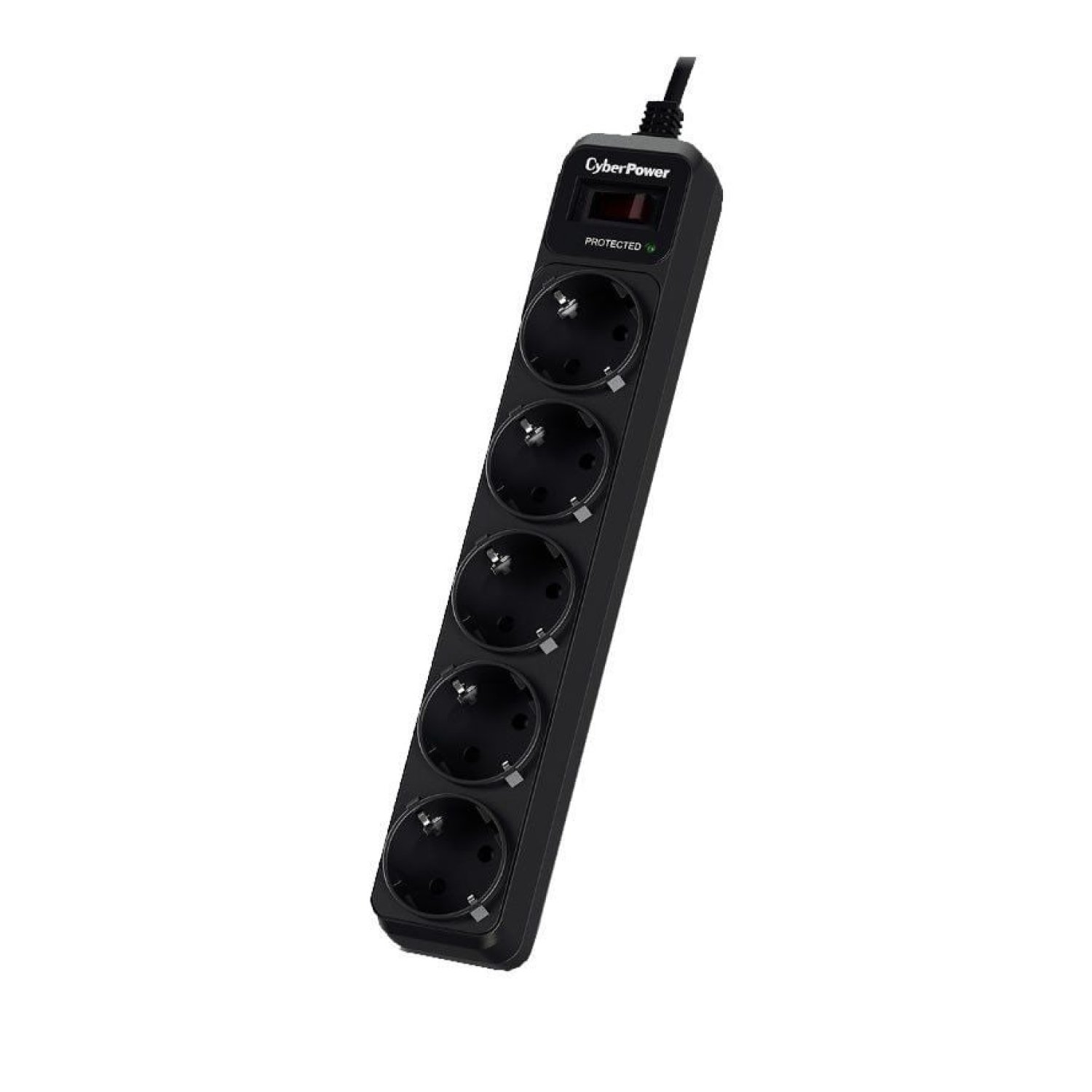 CyberPower Regleta · 5 Tomas · Cable 1,8m · Interruptor · Negra