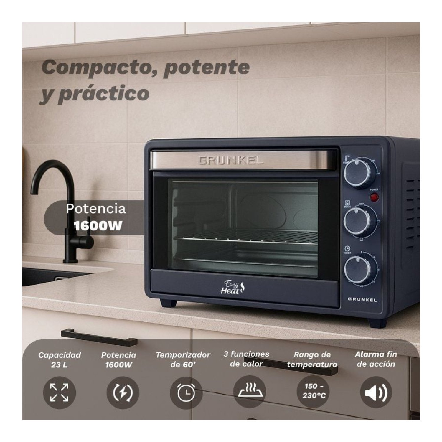 Grunkel HR-23Easy · Horno Sobremesa · 23L · 1600W