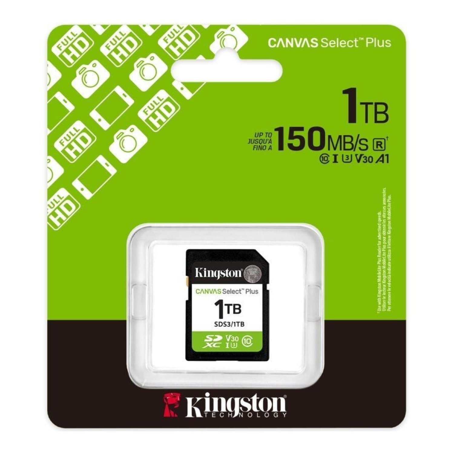 Kingston Canvas Select Plus · 1TB · SDXC Clase 10 · Hasta 150MB/s