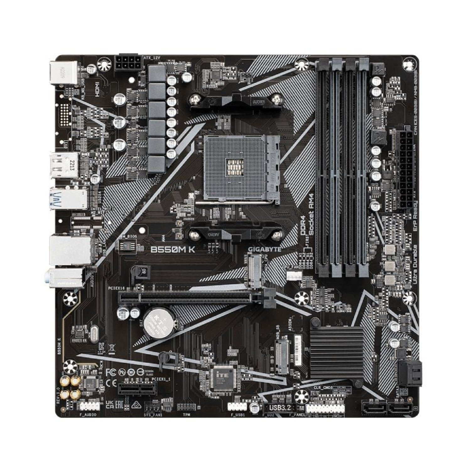 Gigabyte B550M K · Socket AM4 · Micro ATX · DDR4 · PCIe 4.0