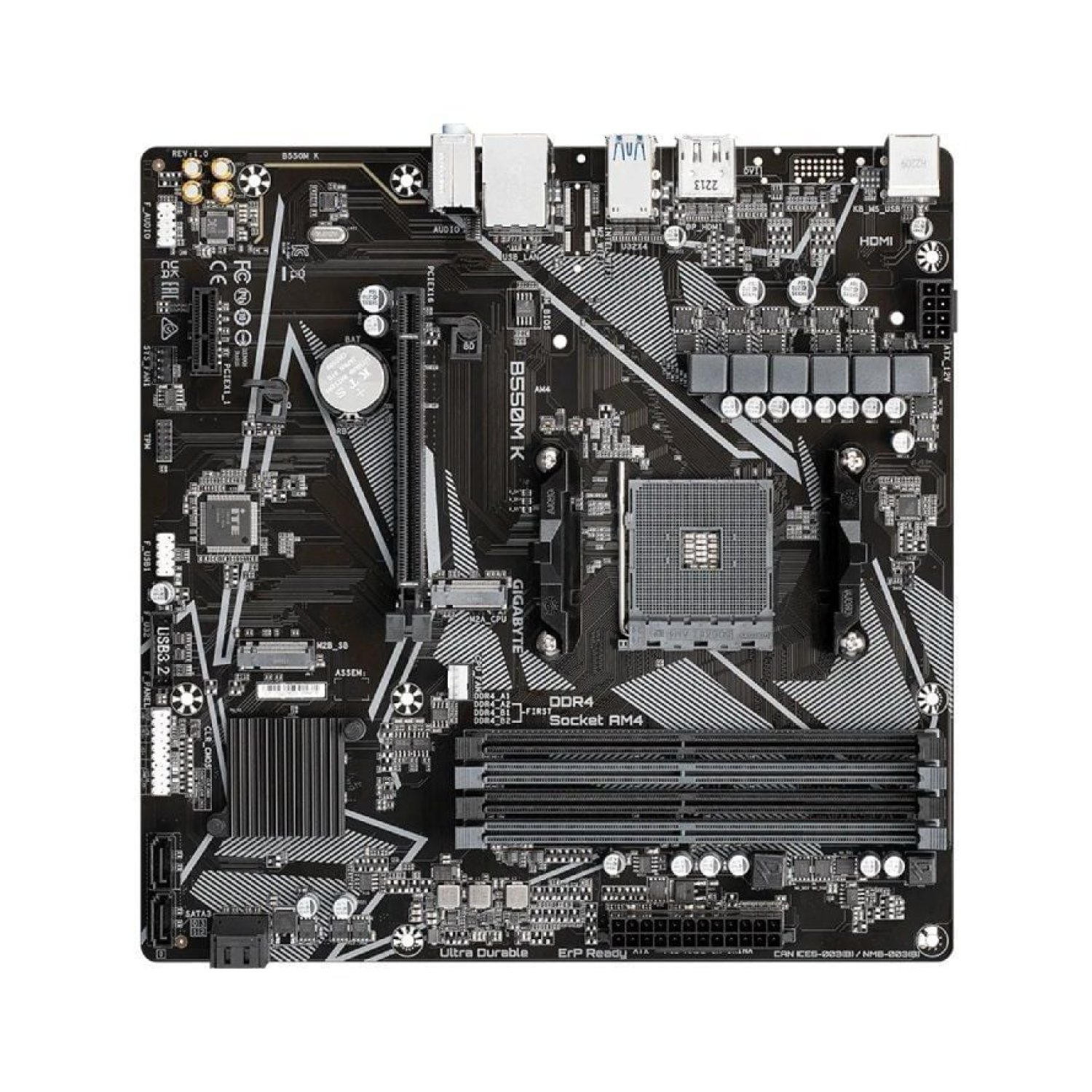 Gigabyte B550M K · Socket AM4 · Micro ATX · DDR4 · PCIe 4.0