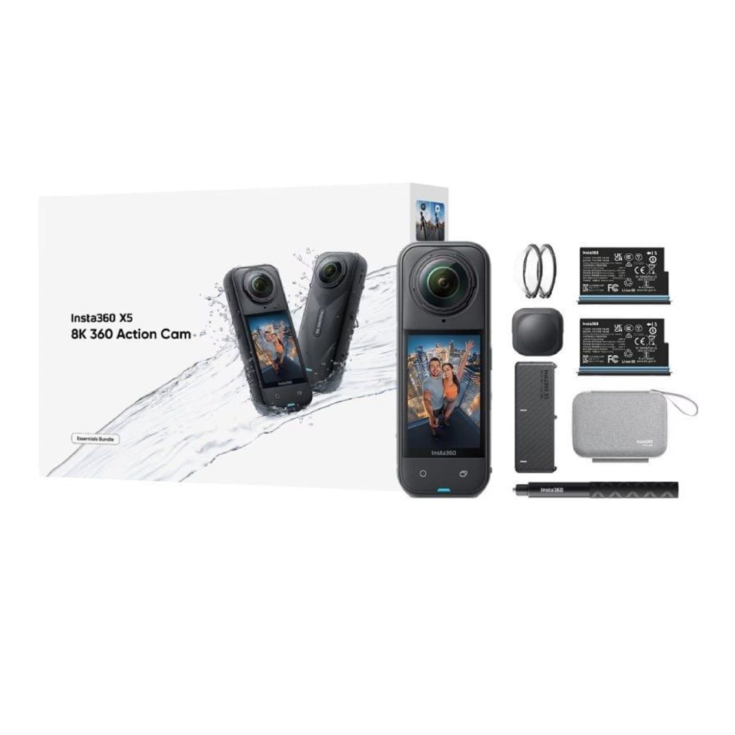 Insta360 X5 · Cámara 360° 8K · Essentials Kit · Negra