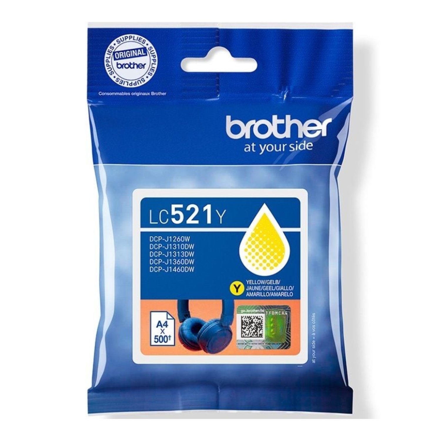 Brother LC521Y · Cartucho de Tinta Original · Amarillo