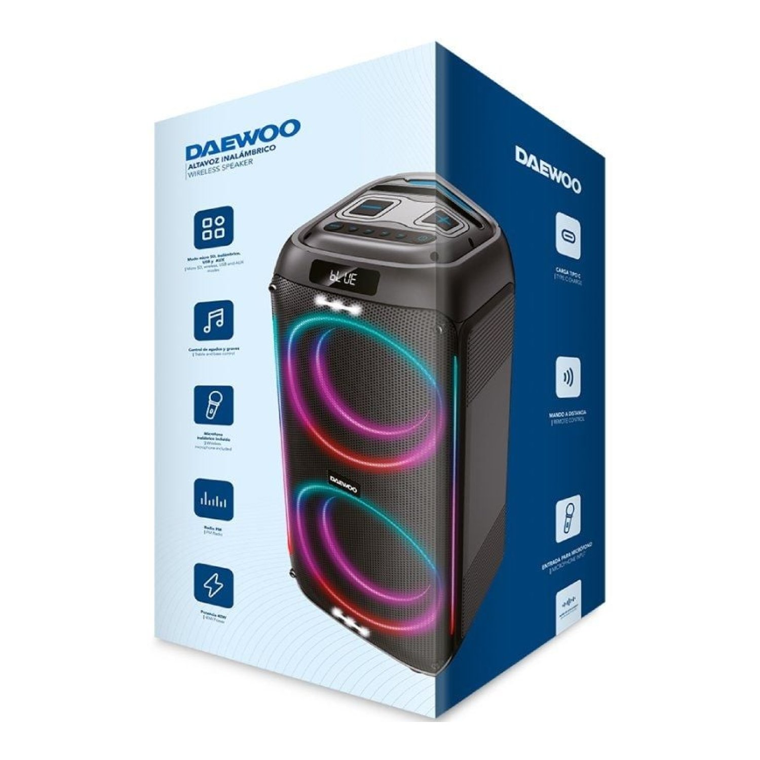 Daewoo Party Speaker DW3010 · Altavoz Portátil Bluetooth · 40W · 2.1 Canales