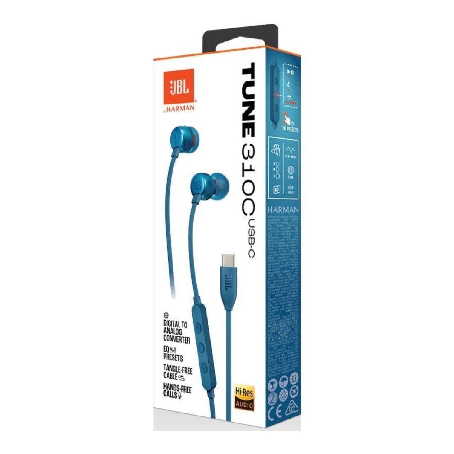 JBL Tune 310C · Auriculares Intrauditivos · Micrófono Integrado · Azules