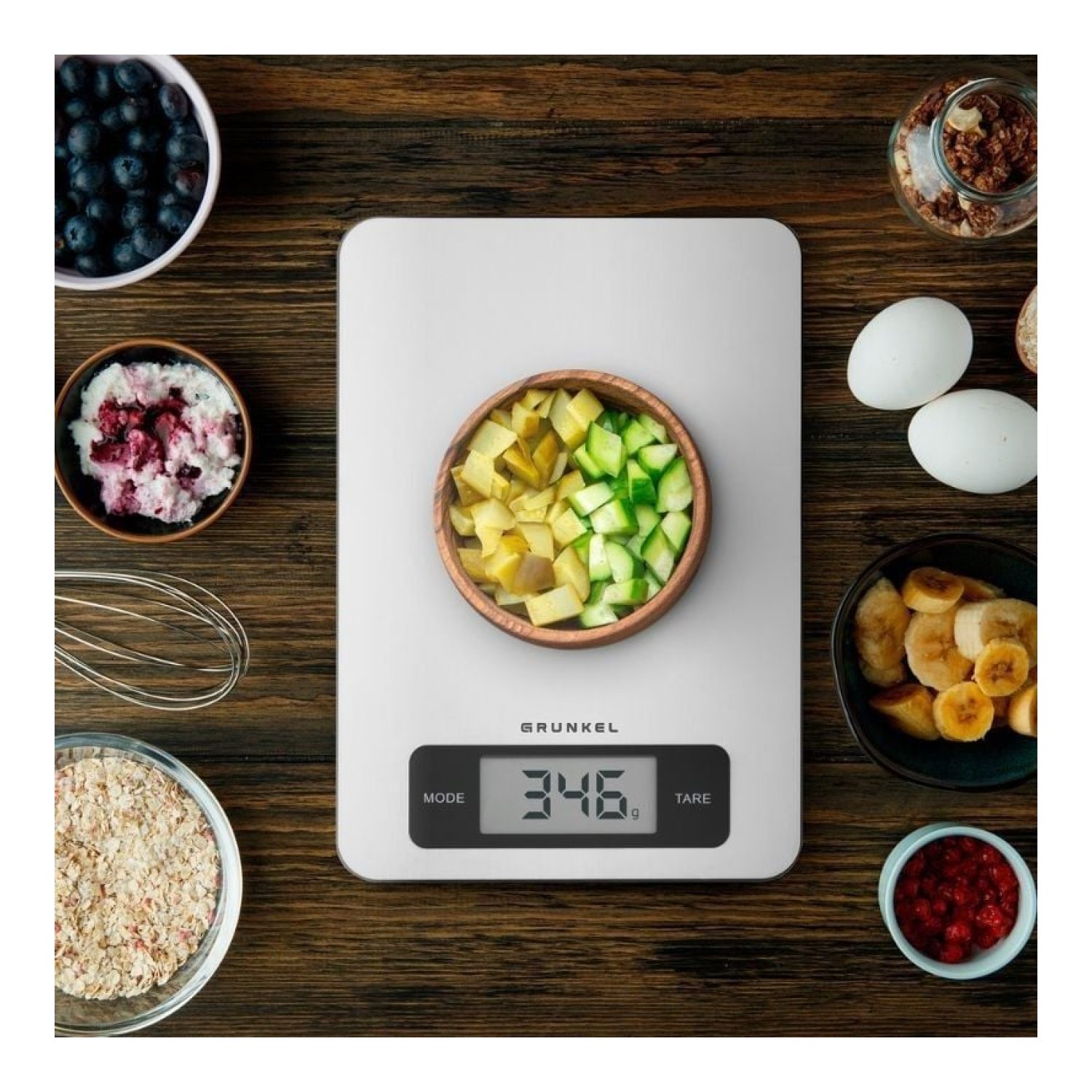 Grunkel BC-COOKXT · Báscula Electrónica Cocina · 5kg · Plata