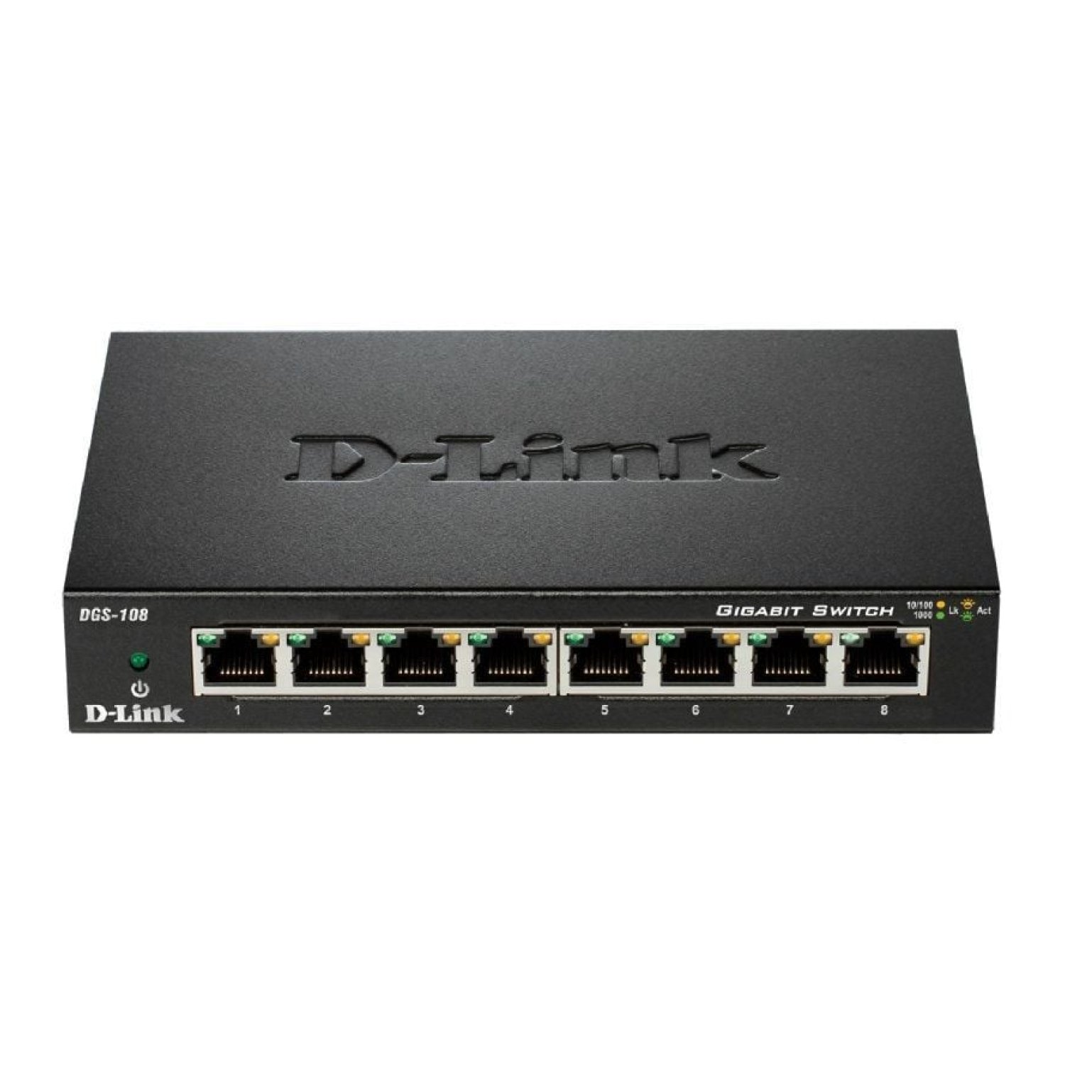 D-Link DGS-108 · Switch 8 Puertos · Gigabit Ethernet · RJ-45