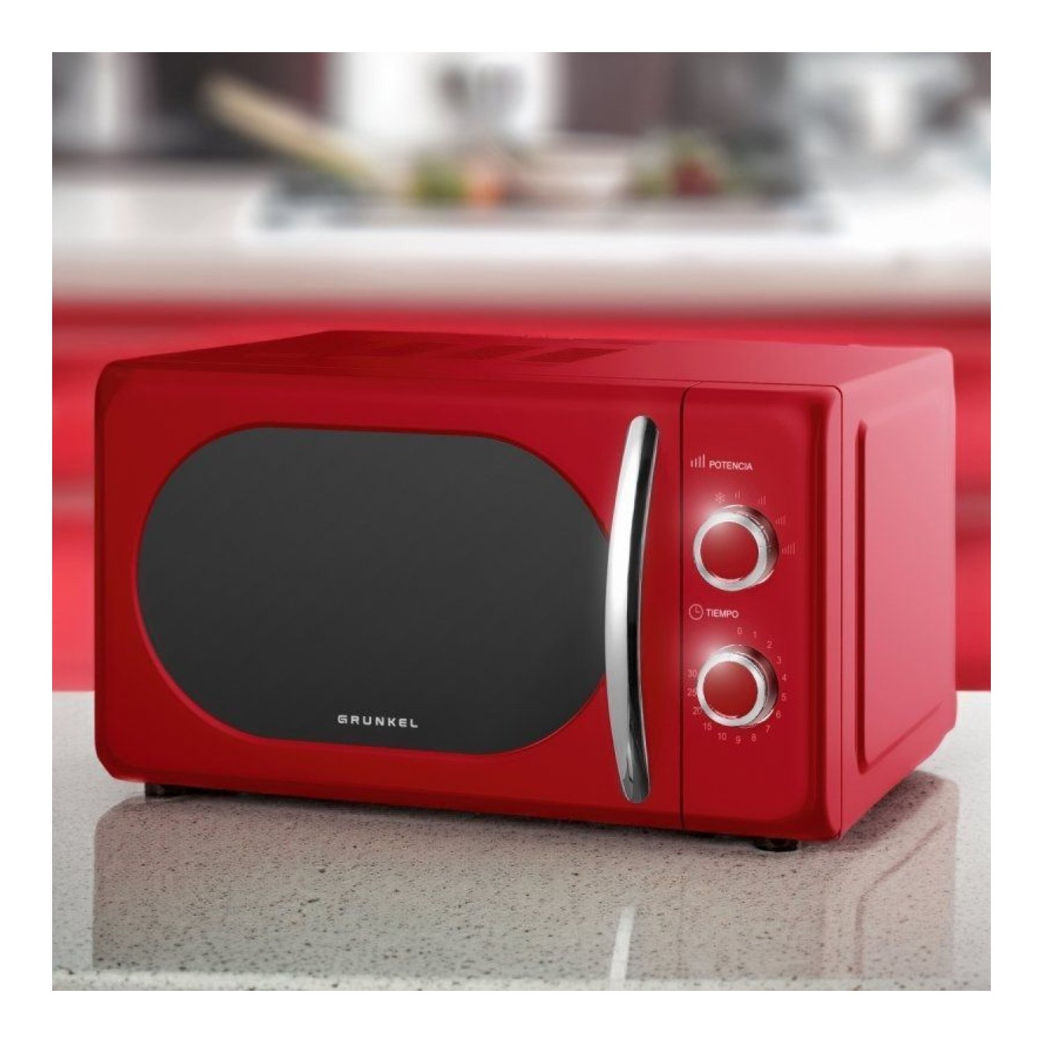 Grunkel Microondas Vintage · 20L · 700W · Rojo
