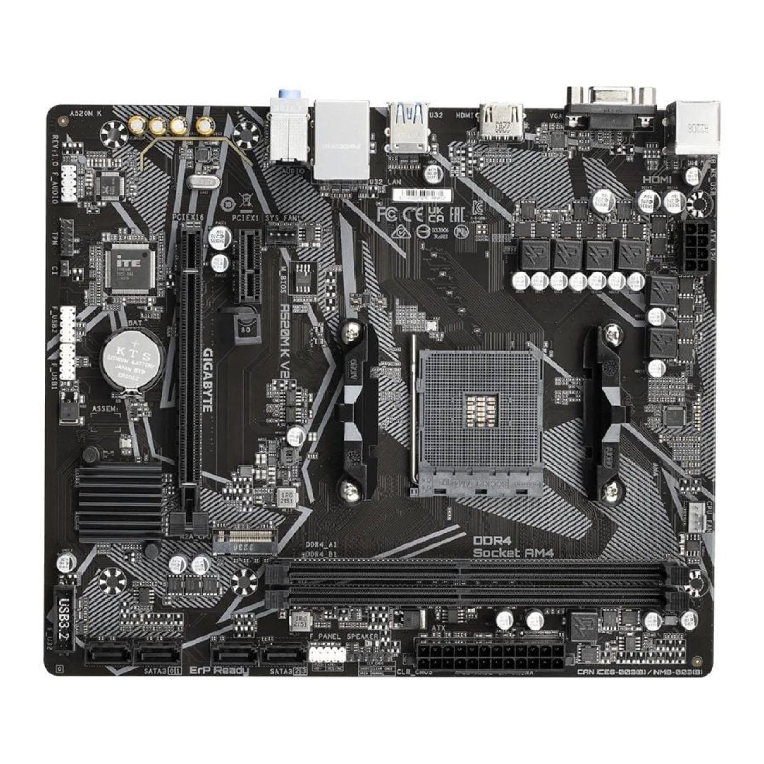 Gigabyte A520M K V2 · Socket AM4 · DDR4 · PCIe 3.0 · Micro ATX