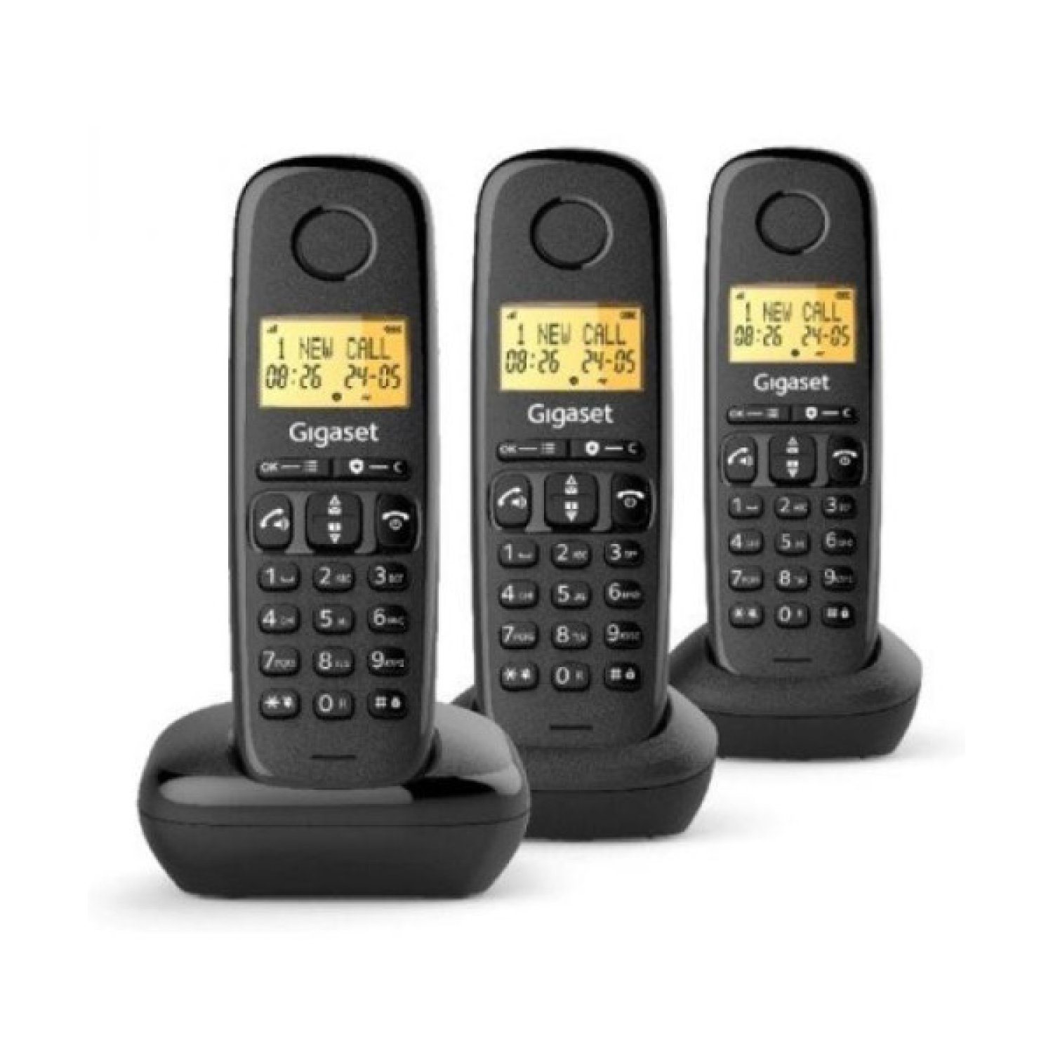 Gigaset Basic 100 · Teléfono Inalámbrico · Pack Trío · Negro