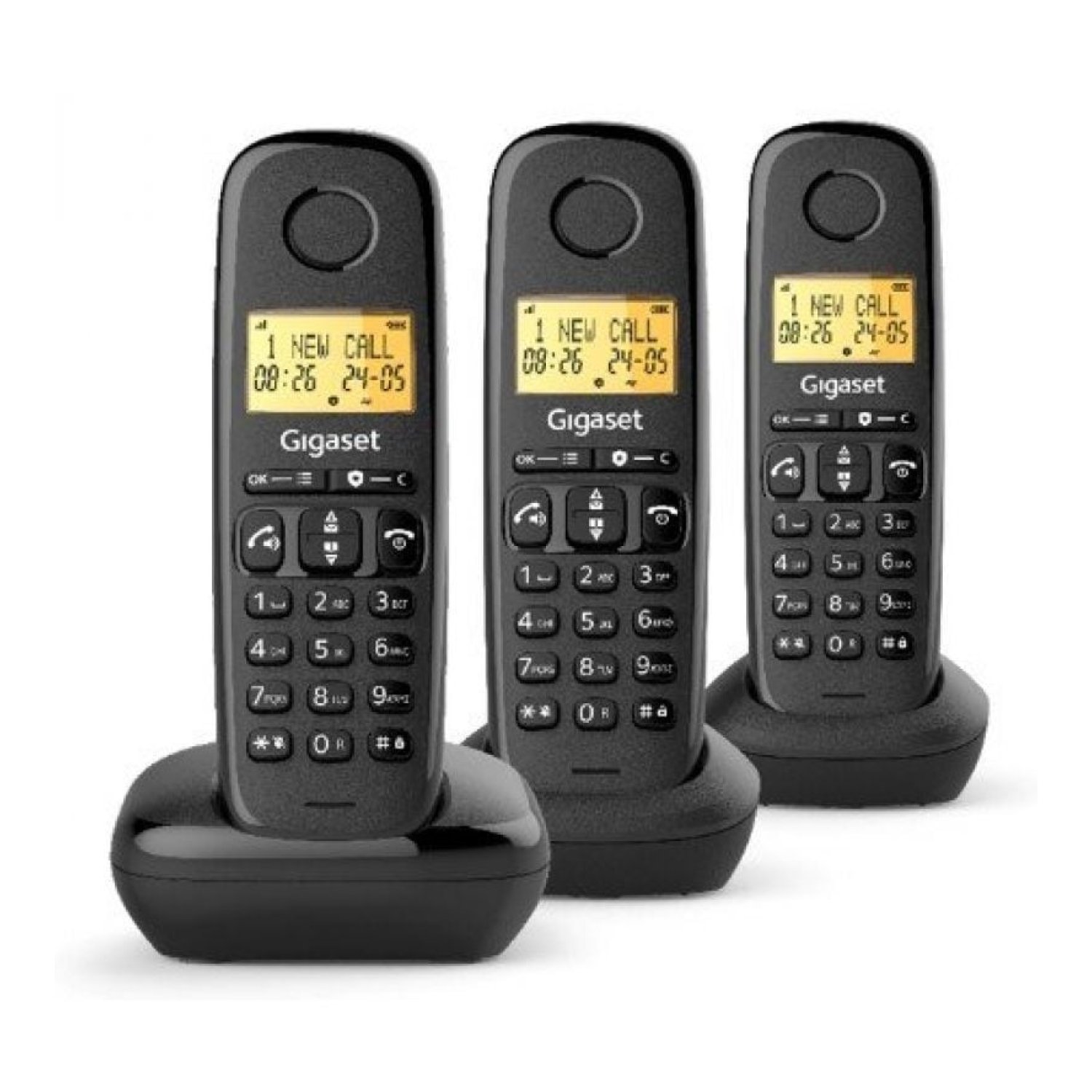 Gigaset Basic 100 · Teléfono Inalámbrico · Pack Trío · Negro