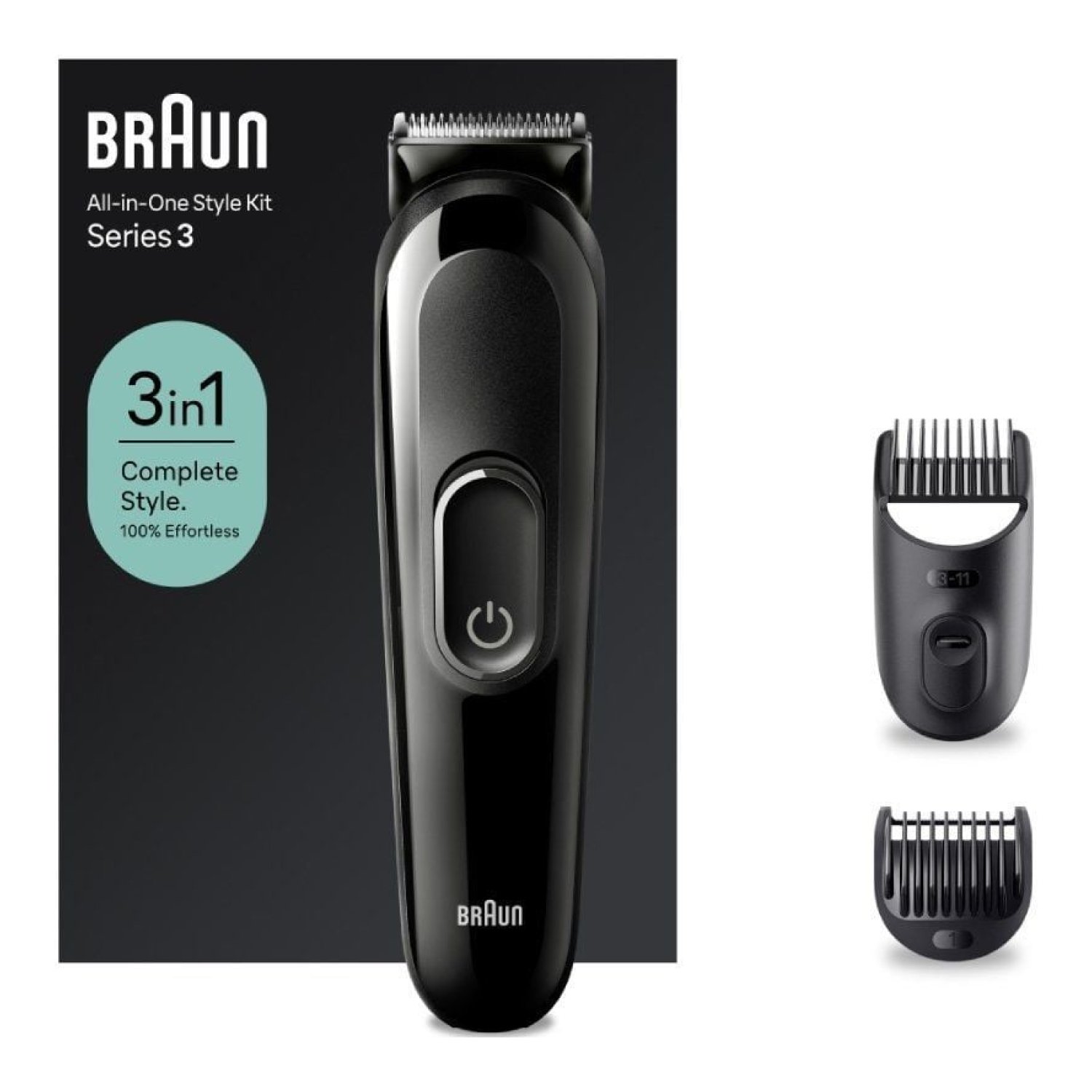 Braun All in One Series 3 · 3 en 1 · Afeitadora + Recortadora · 2 Accesorios · Batería