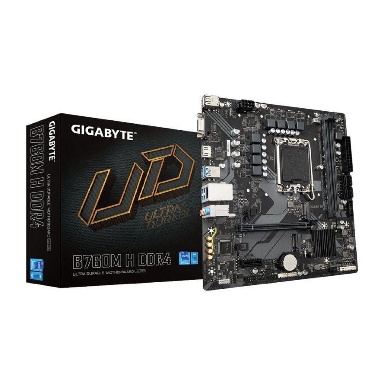 Gigabyte B760M H · Socket 1700 · Micro ATX · DDR4 · PCIe 4.0