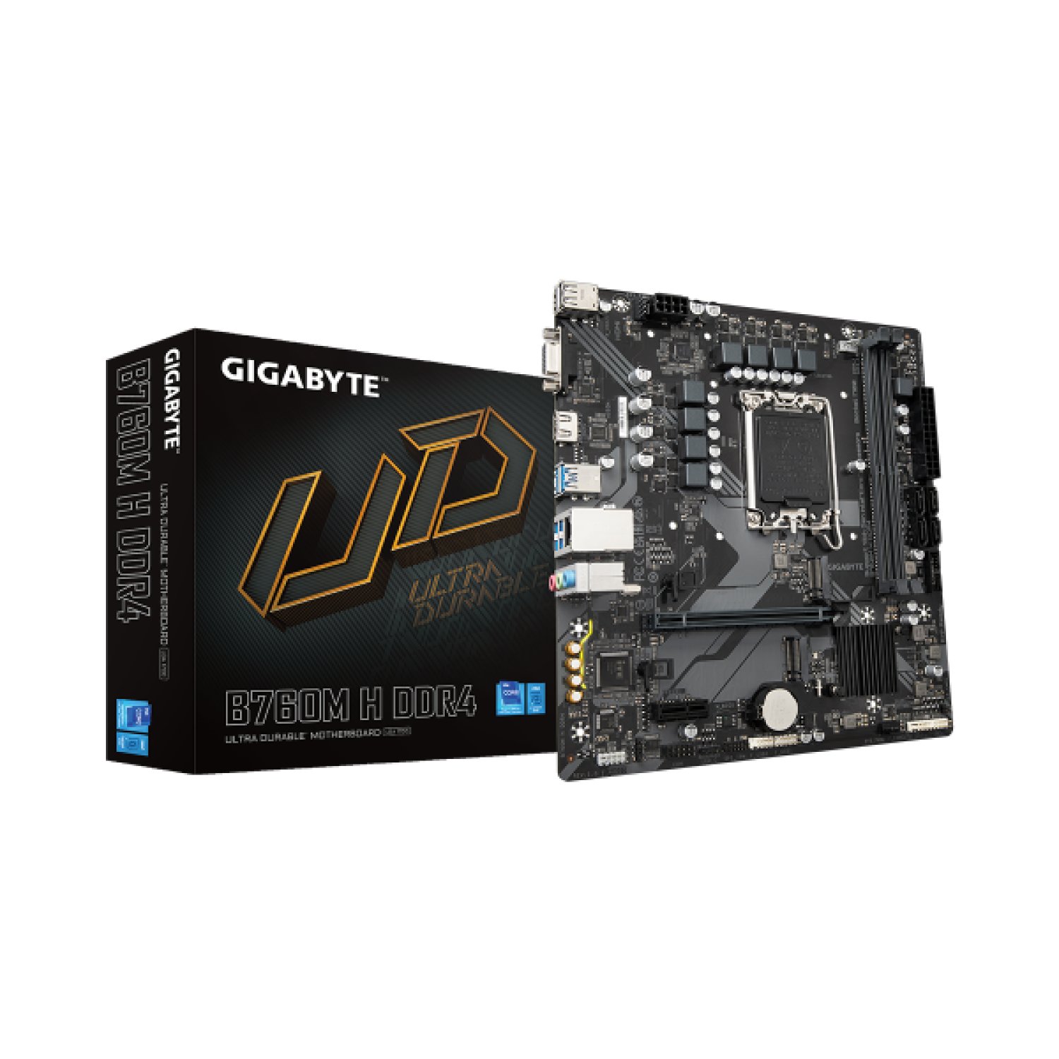 Gigabyte B760M H · Socket 1700 · Micro ATX · DDR4 · PCIe 4.0