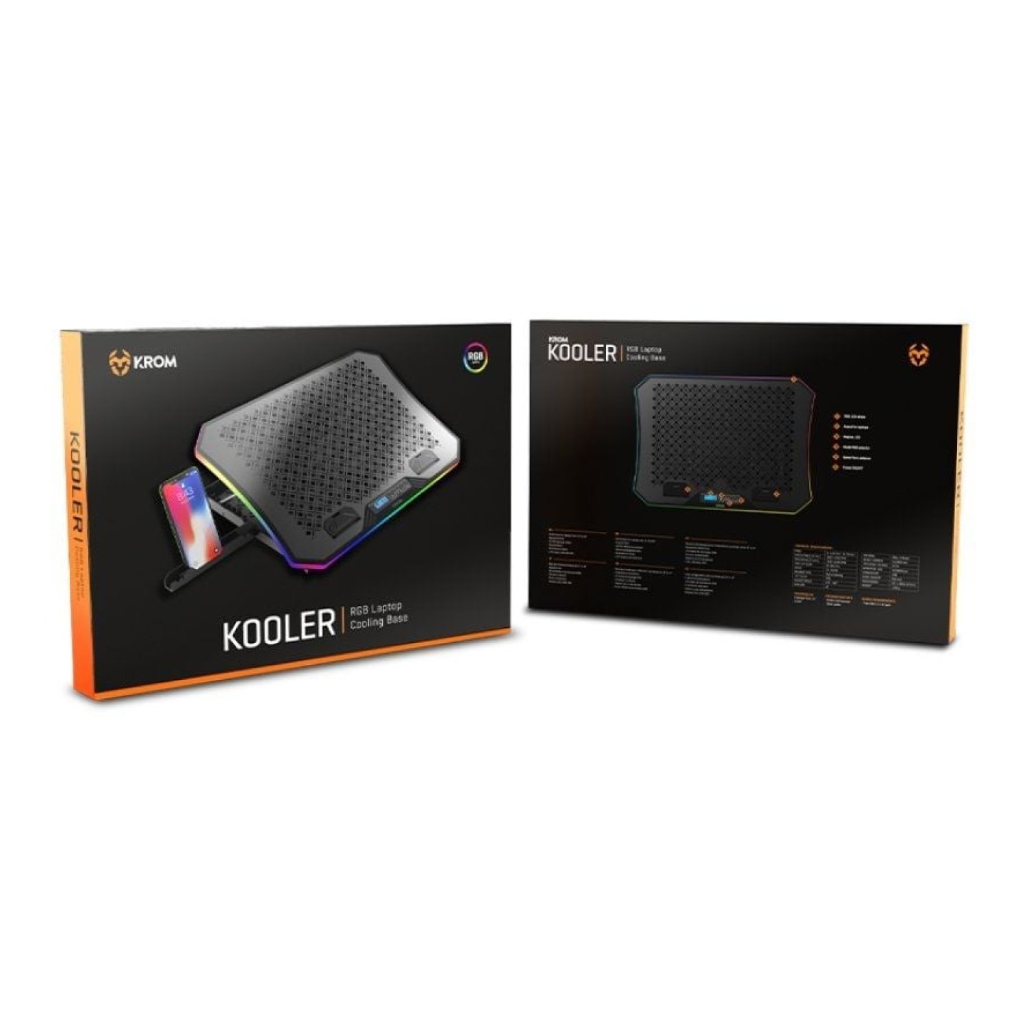 KROM Kooler · Soporte Refrigerante Portátiles · Hasta 19" · LED · Gaming